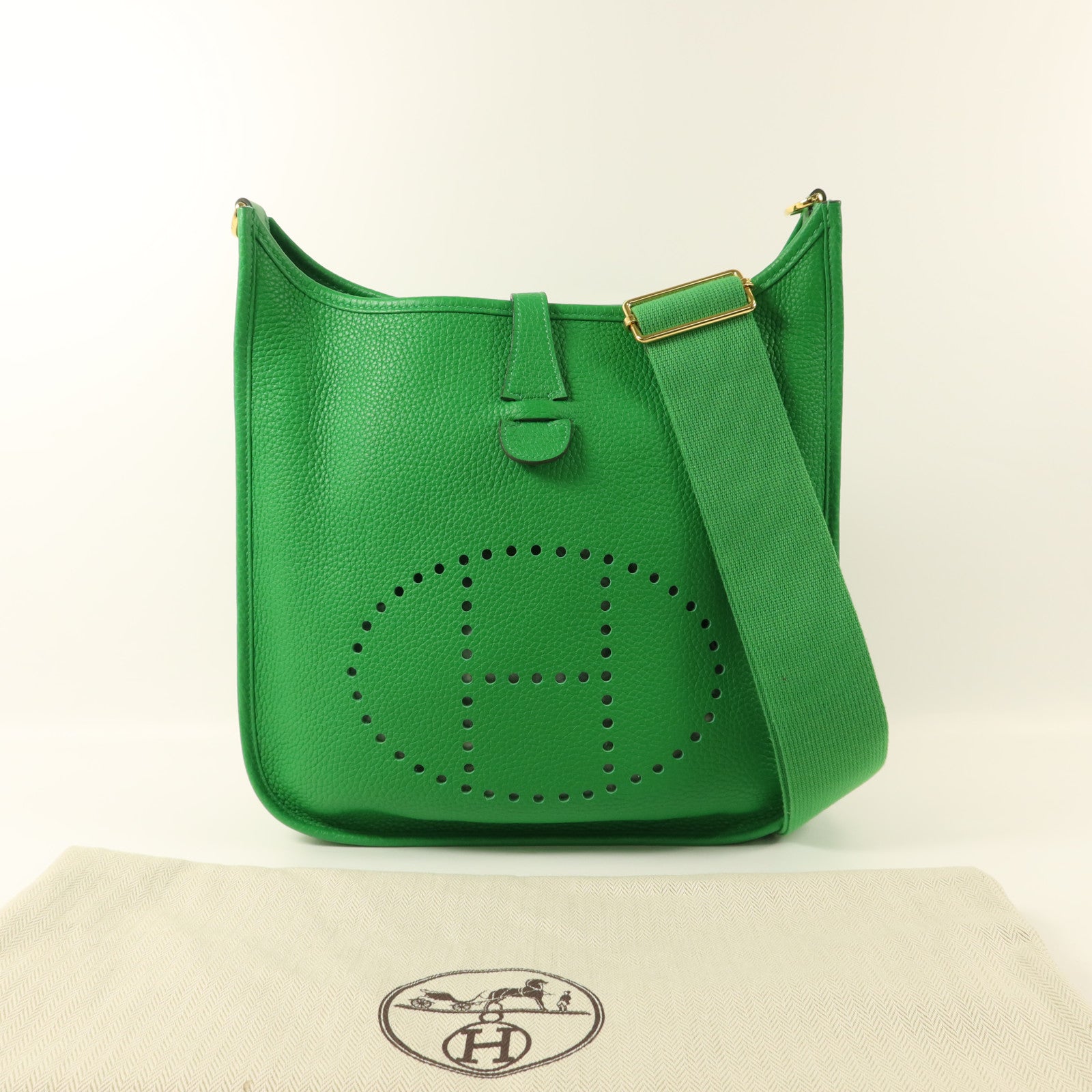HERMES Clemence皮革Evelyne PM金扣肩背袋