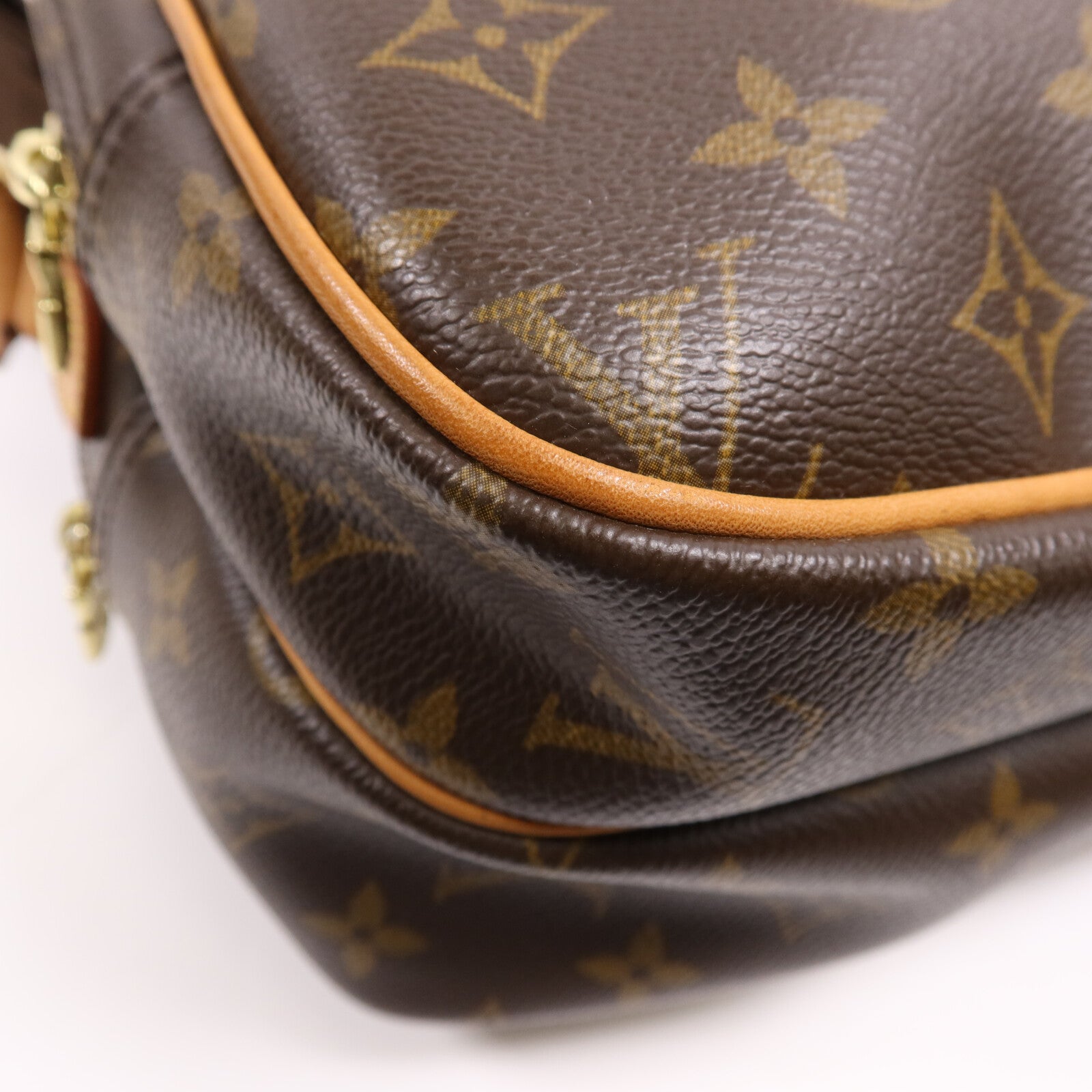 LOUIS VUITTON Monogram Reporter PM金扣肩背袋棕色