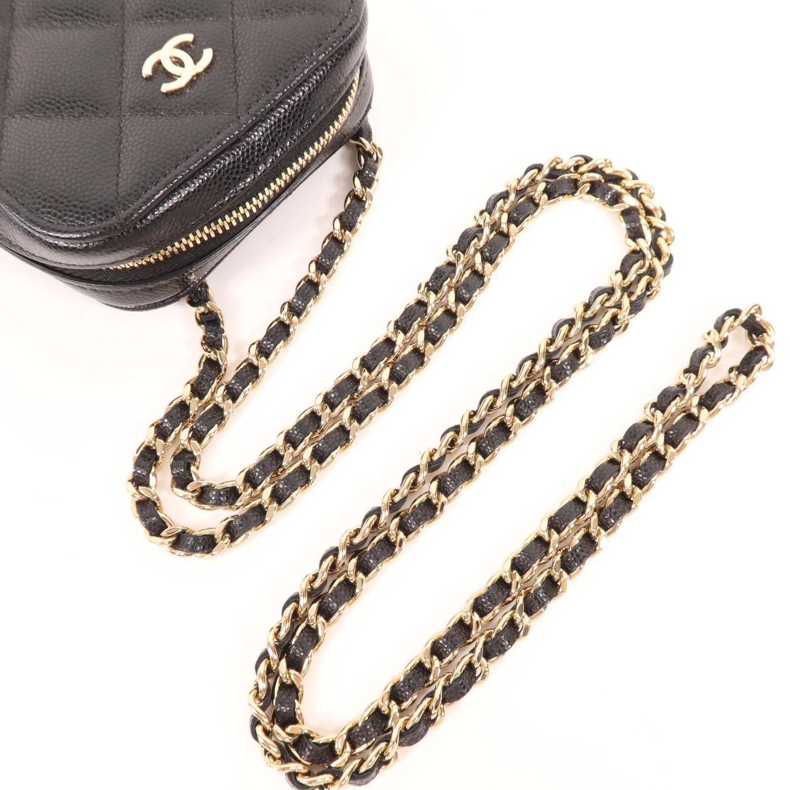 CHANEL 牛皮皮革Chain Shoulder金扣鏈帶肩背袋