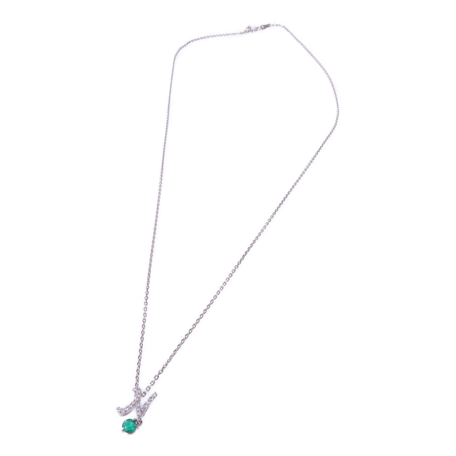 JEWELRY 18K白金Emerald Diamond Necklace綠寶石/鑽石項鍊