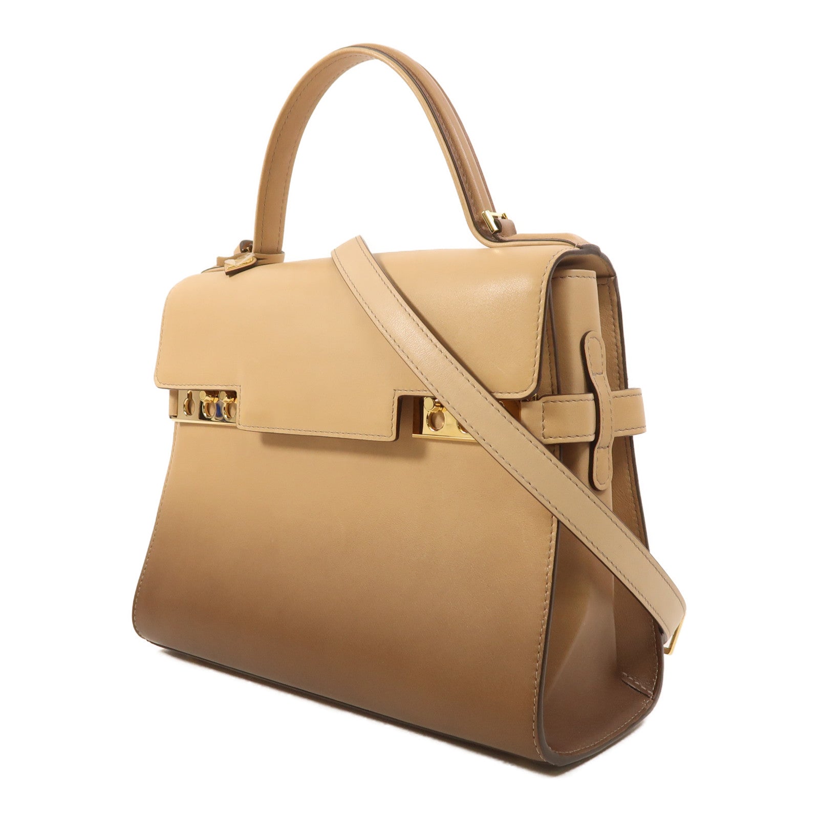 Delvaux 【激減優惠】牛皮皮革Tempete MM金扣手挽肩背兩用袋