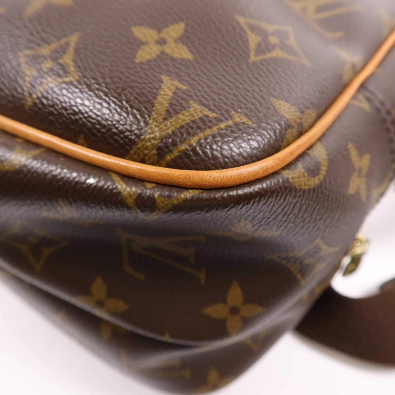 LOUIS VUITTON Monogram Reporter PM金扣肩背袋棕色