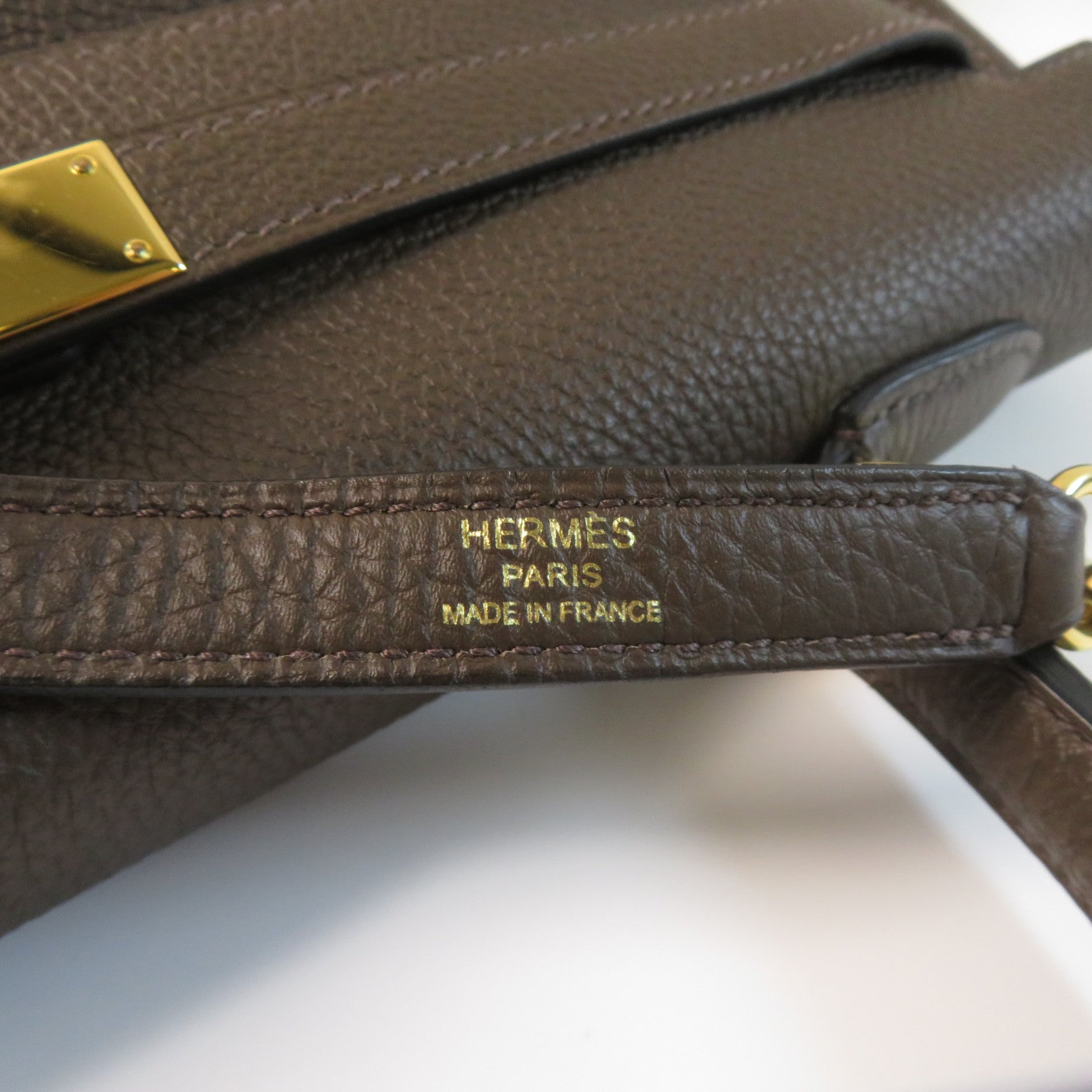 HERMES 【激減優惠】Clemence皮革Kelly 35金扣手挽肩背兩用袋啡色