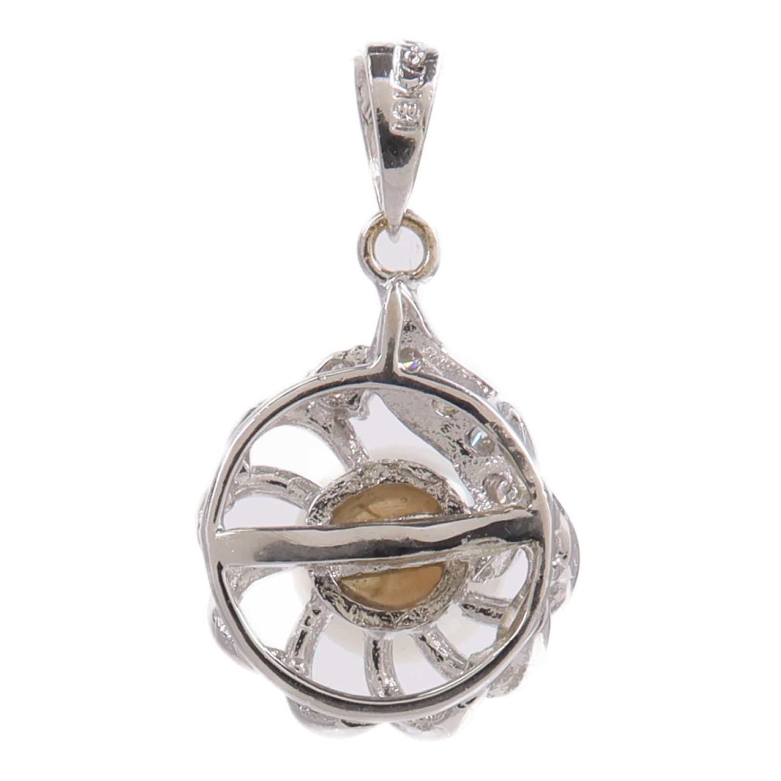 JEWELRY 18K白金Diamond Pearl Pendant Top珍珠/鑽石吊墜