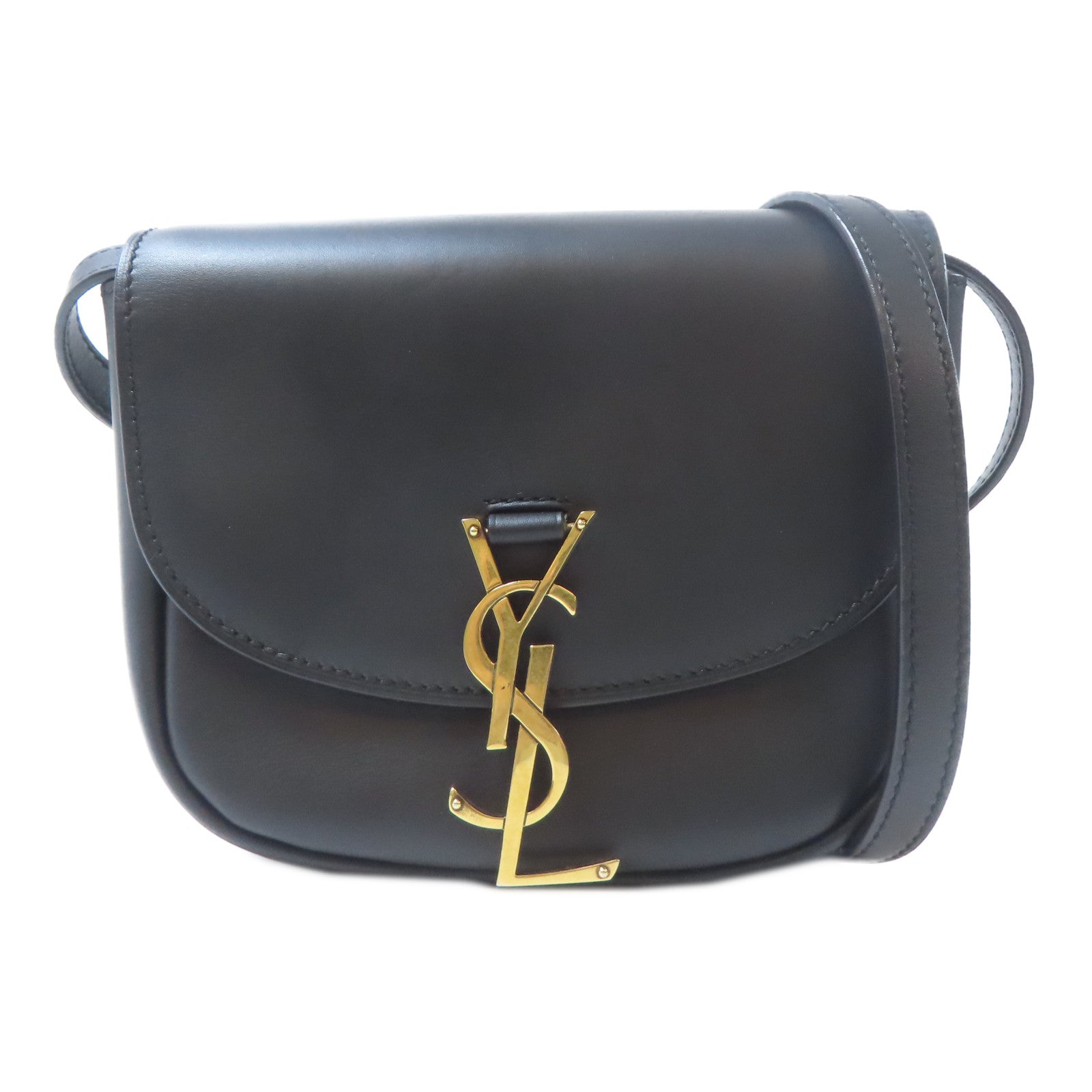 SAINT LAURENT 【激減優惠】牛皮皮革Crossbody Bag金扣肩背袋黑色