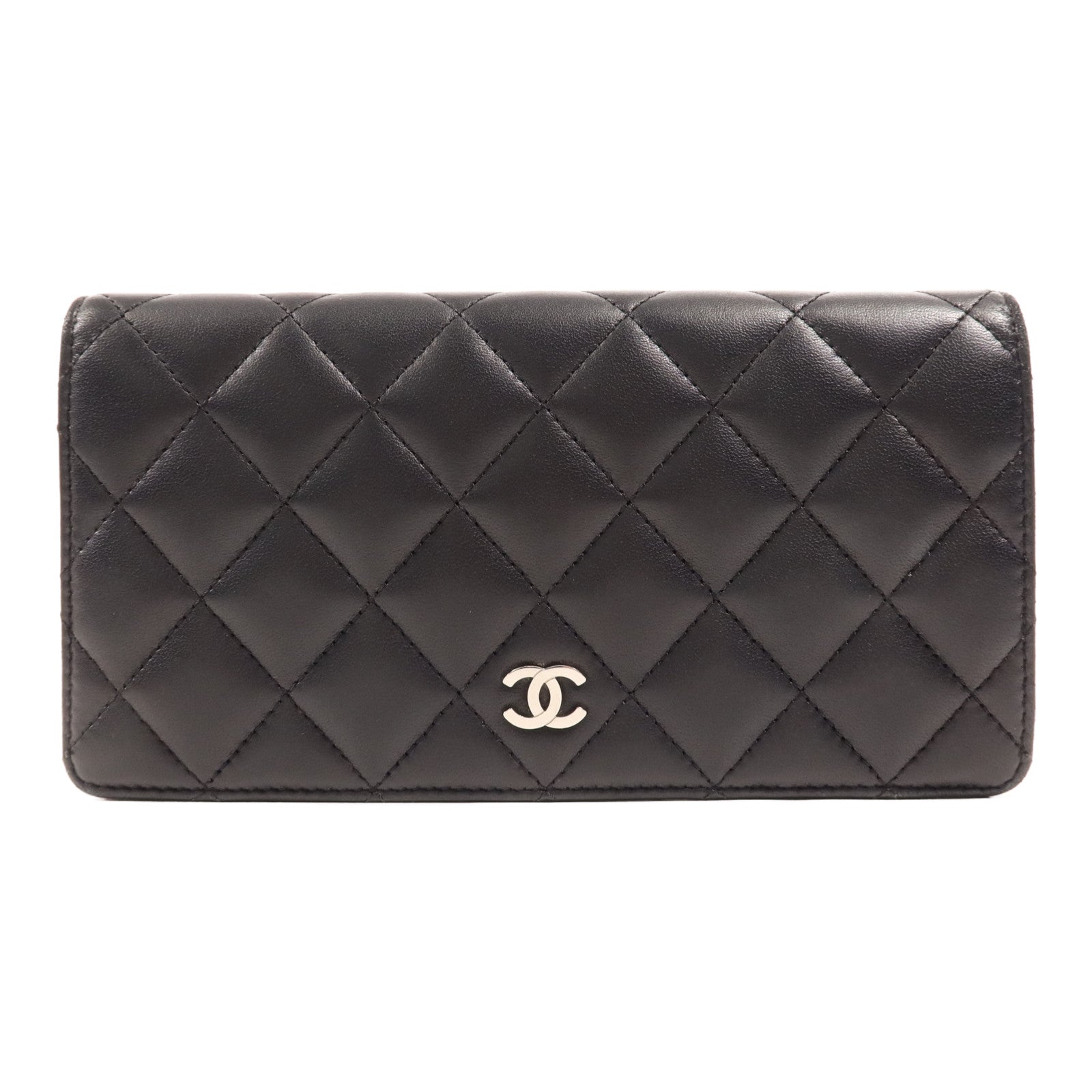 CHANEL 羊皮皮革Long Wallet銀扣長錢包