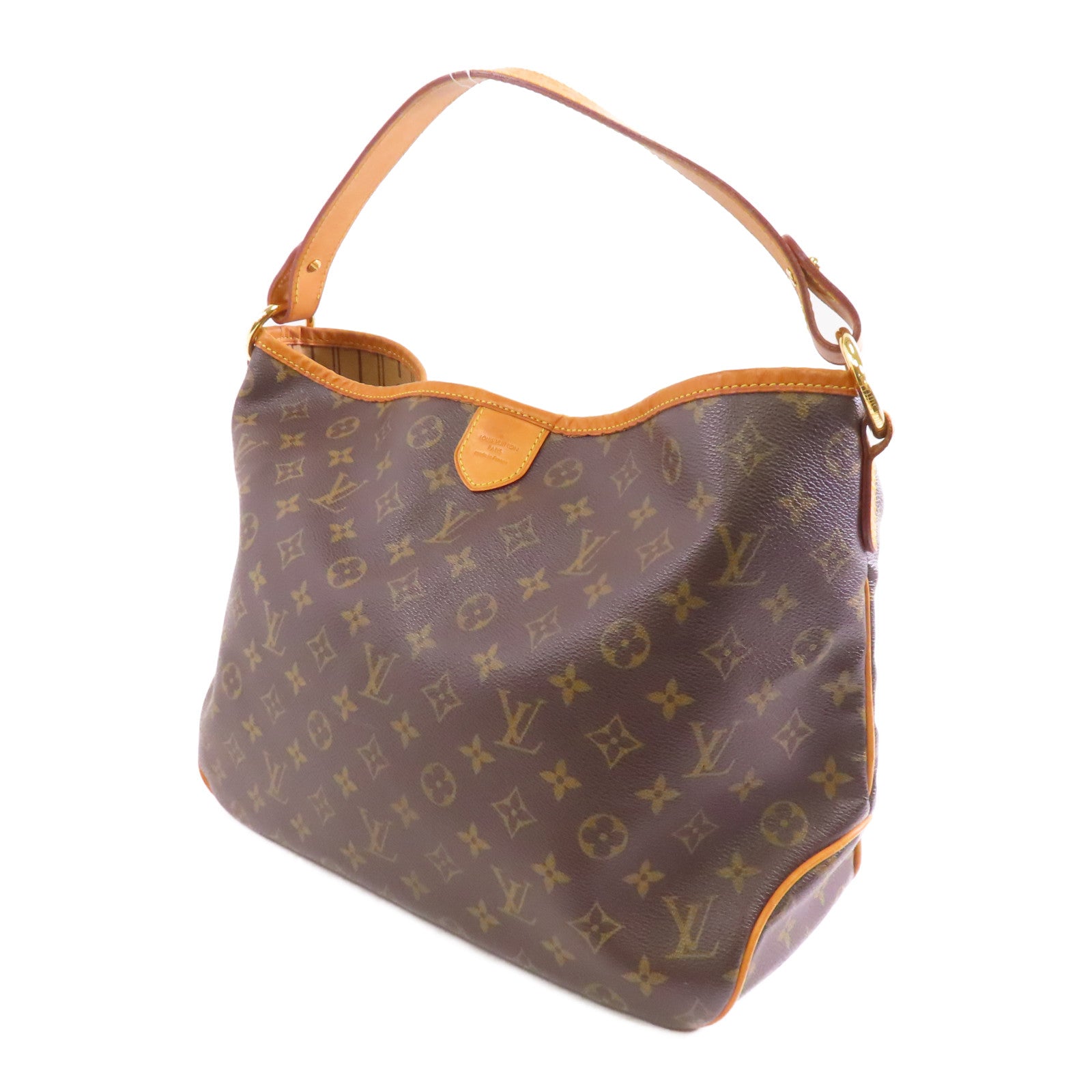 LOUIS VUITTON Monogram Delightful PM金扣肩背袋棕色