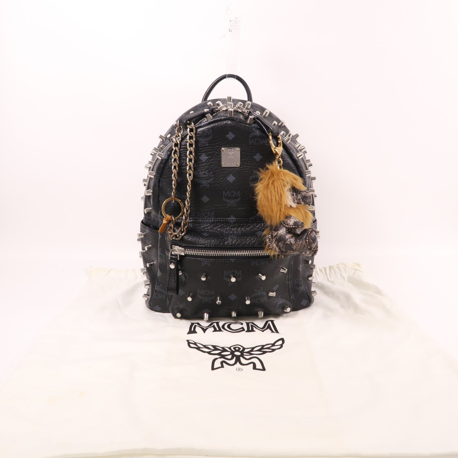 MCM 牛皮皮革Backpack銀扣背包