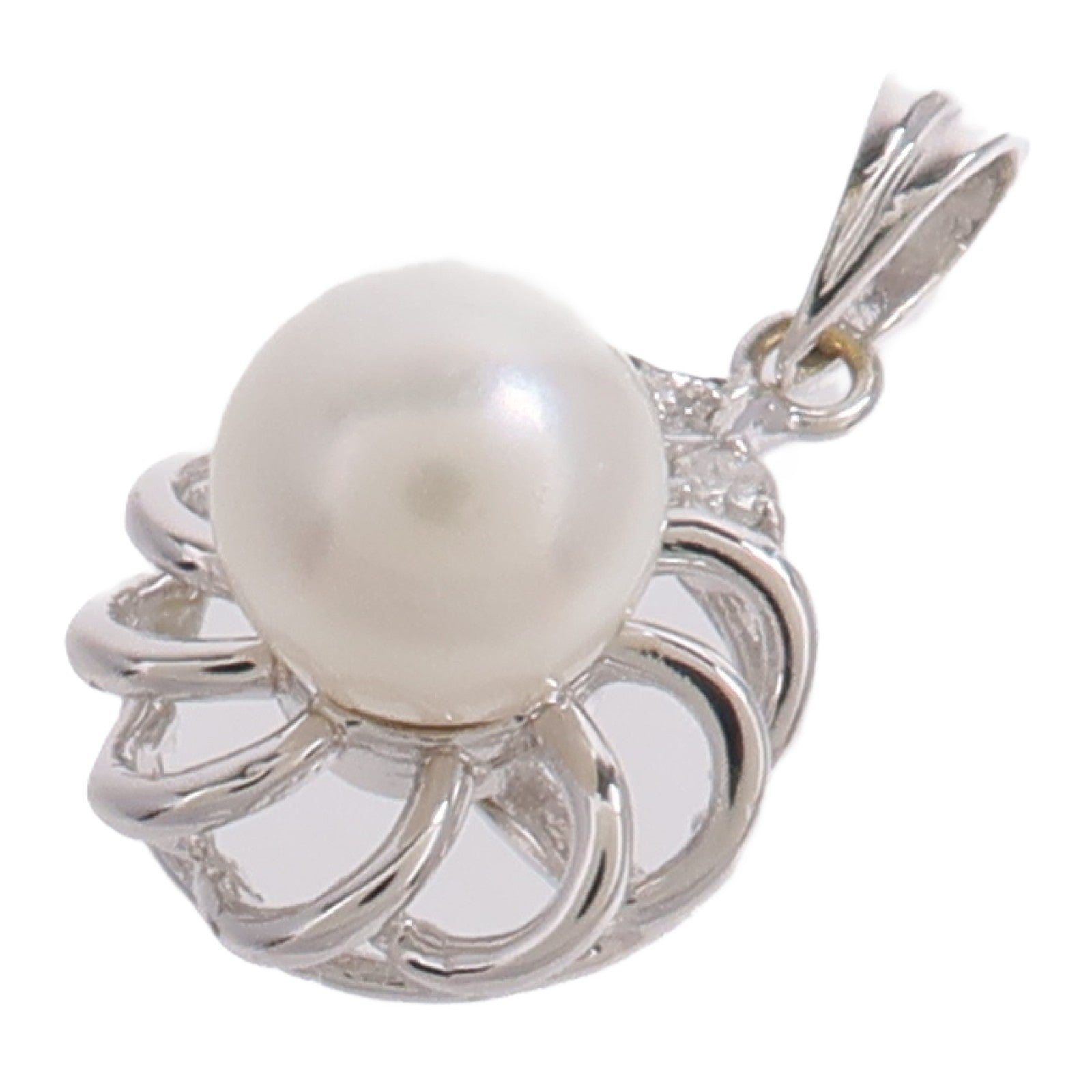 JEWELRY 18K白金Diamond Pearl Pendant Top珍珠/鑽石吊墜