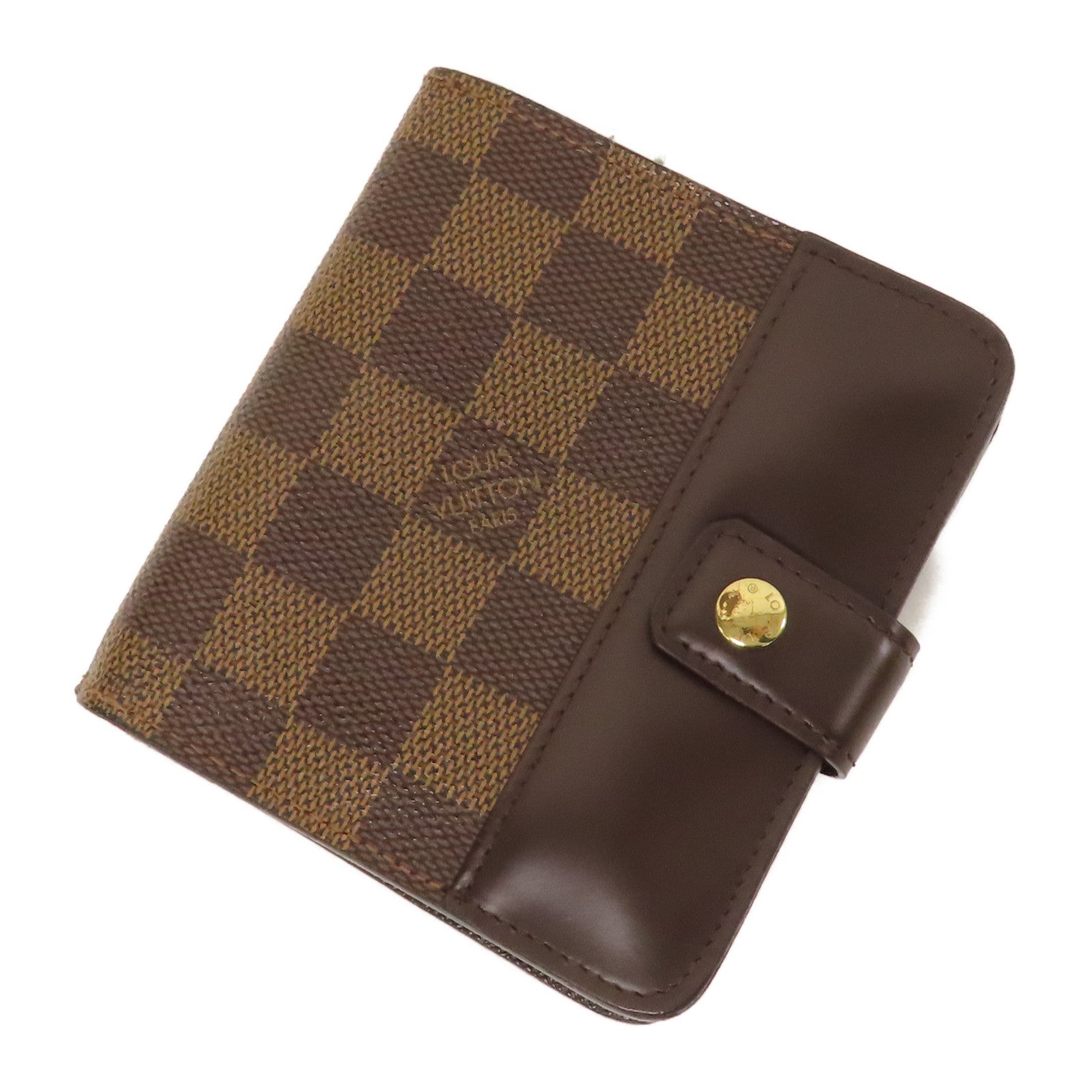 LOUIS VUITTON 【激減優惠】Damier Ebene Compact Zip Fold Wallet金扣錢包啡色