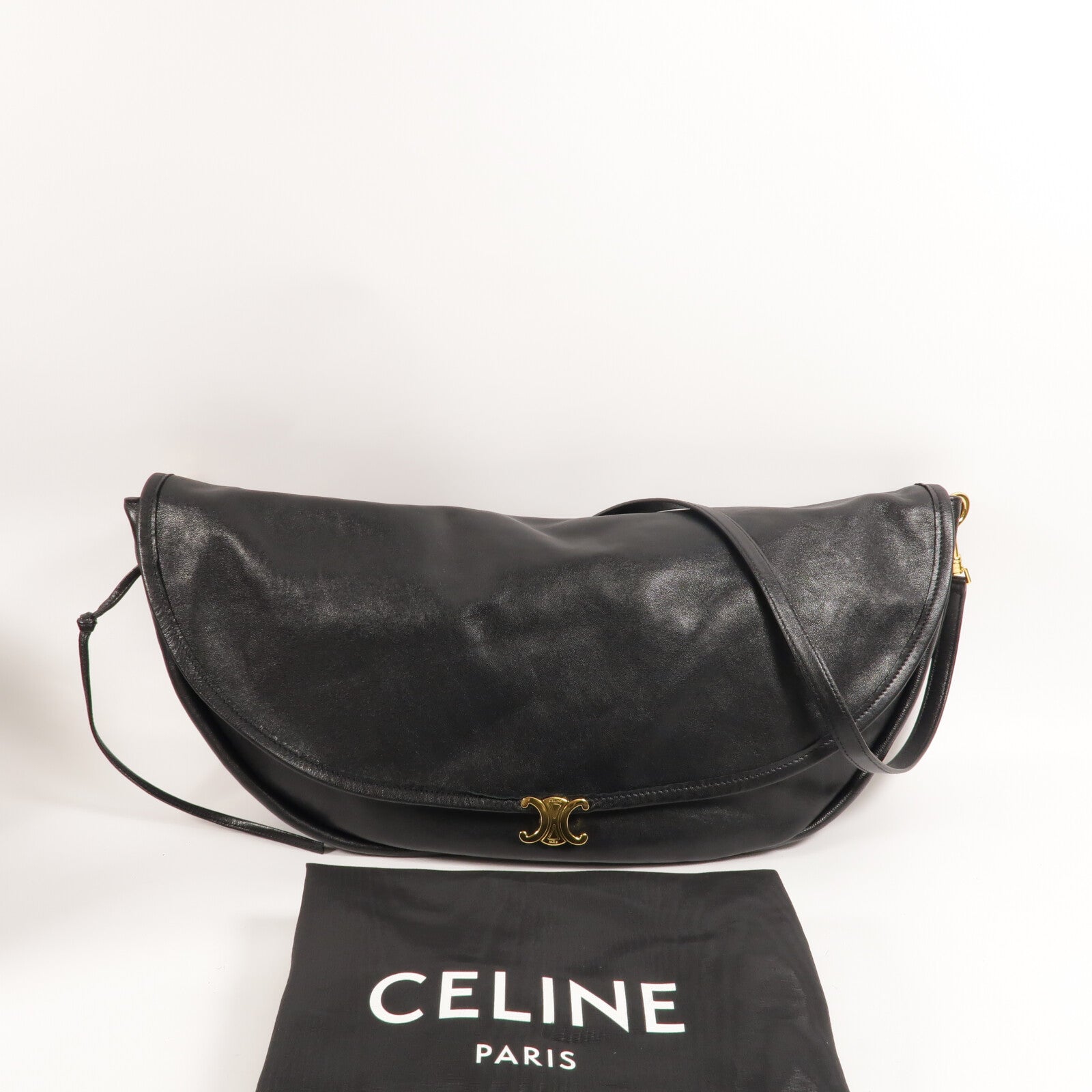 CELINE 牛皮皮革Soft Triomphe Half Moon肩背袋