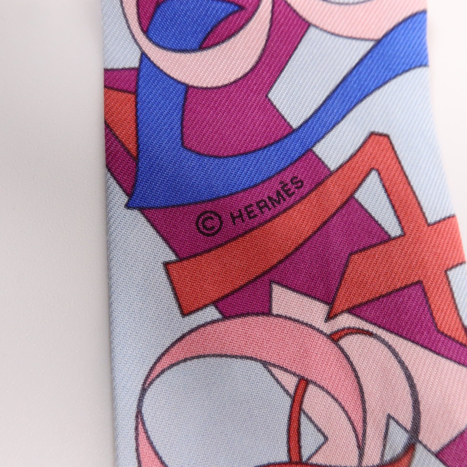 HERMES 絲質Twilly絲巾Pink
