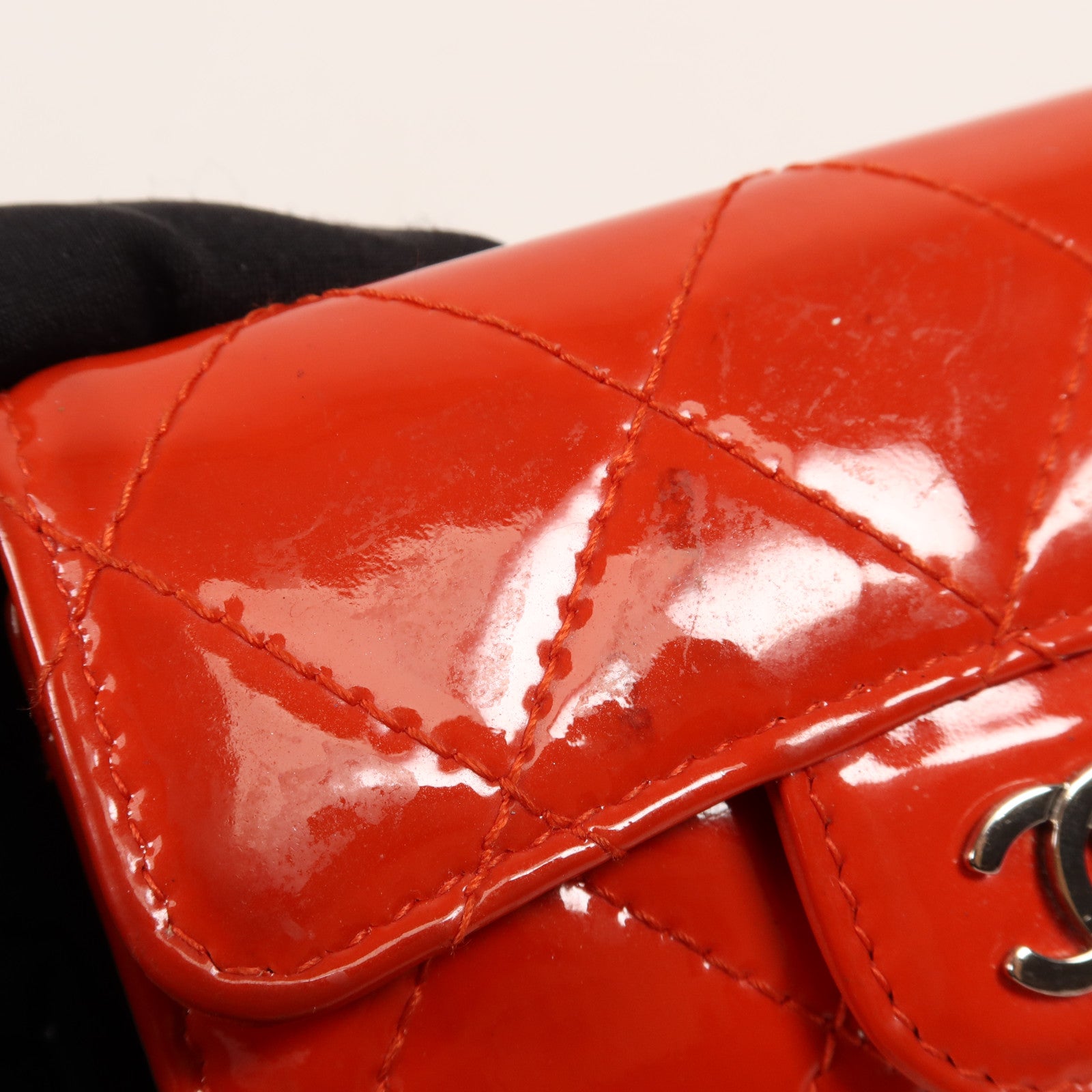 CHANEL 漆皮皮革Key Holder銀扣鑰匙包