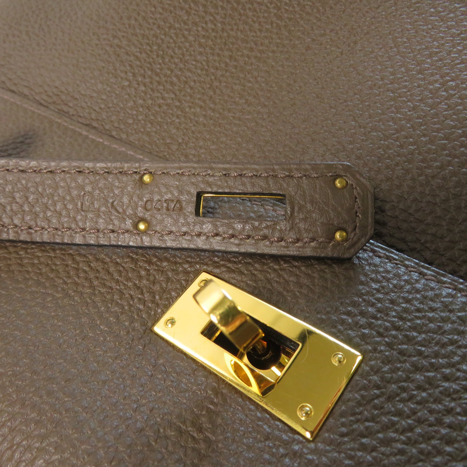 HERMES 【激減優惠】Clemence皮革Kelly 35金扣手挽肩背兩用袋啡色