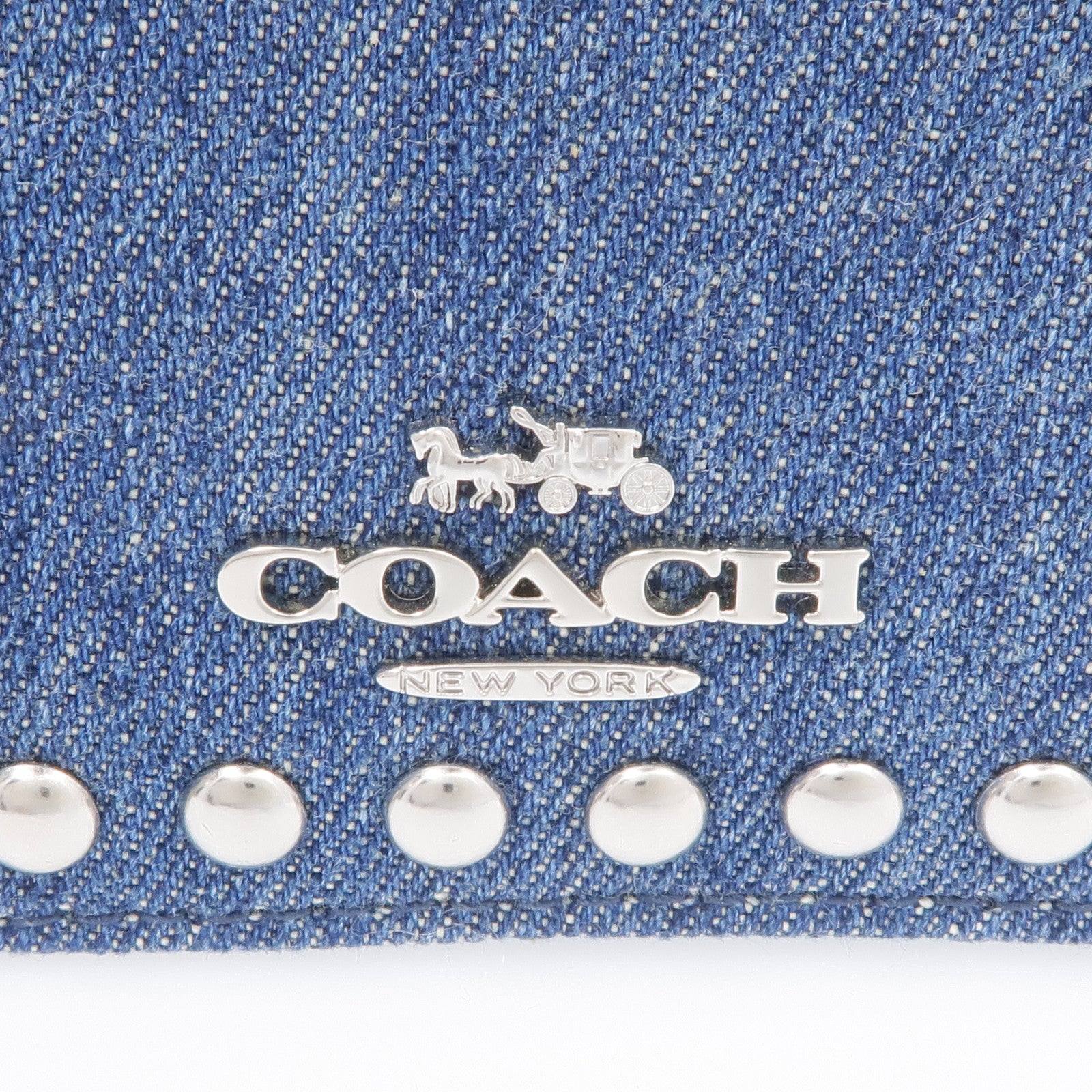 COACH 牛仔布Mini Chain Shoulder銀扣鏈帶肩背袋