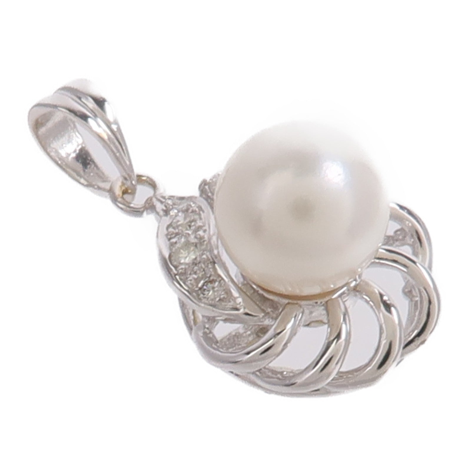 JEWELRY 18K白金Diamond Pearl Pendant Top珍珠/鑽石吊墜