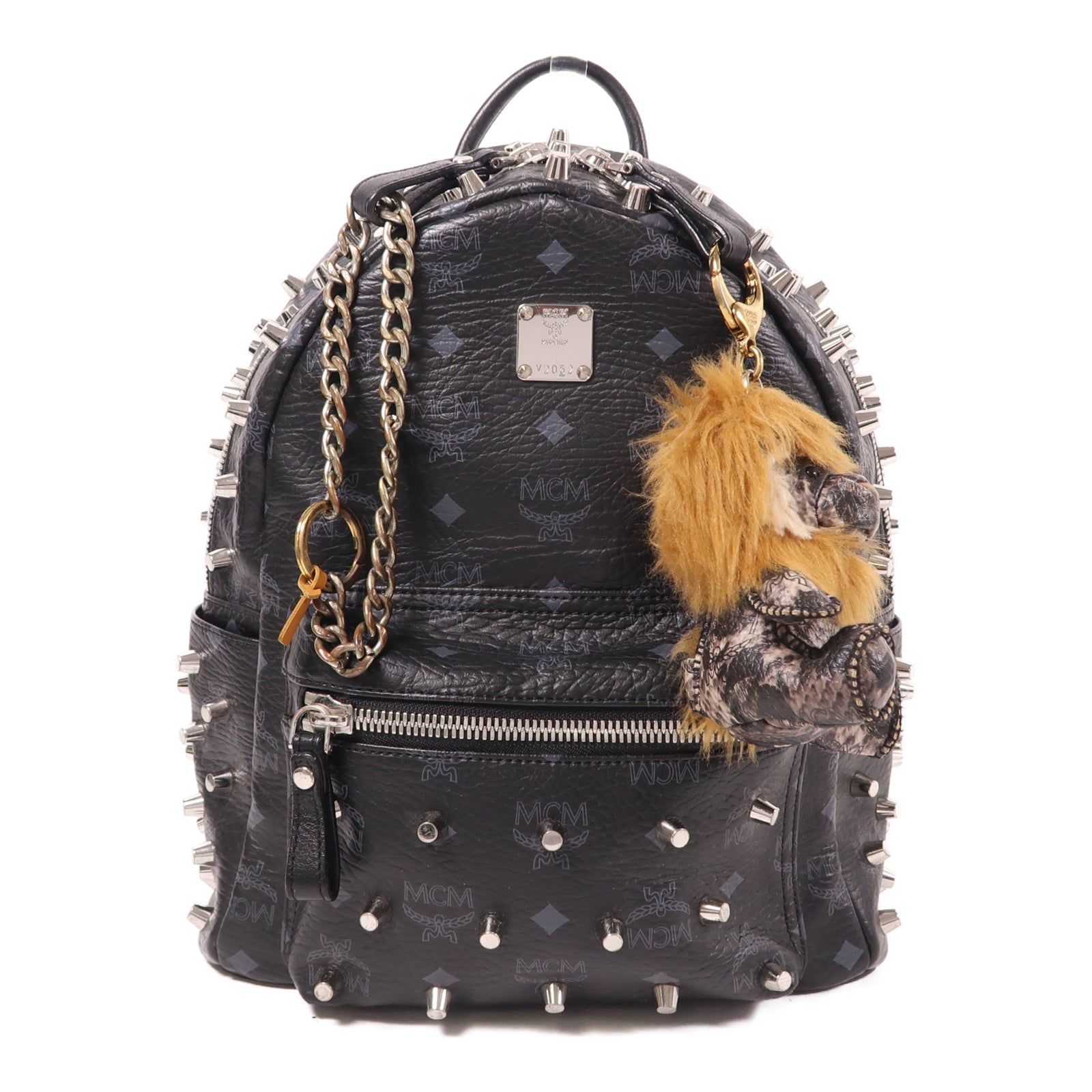 MCM 牛皮皮革Backpack銀扣背包