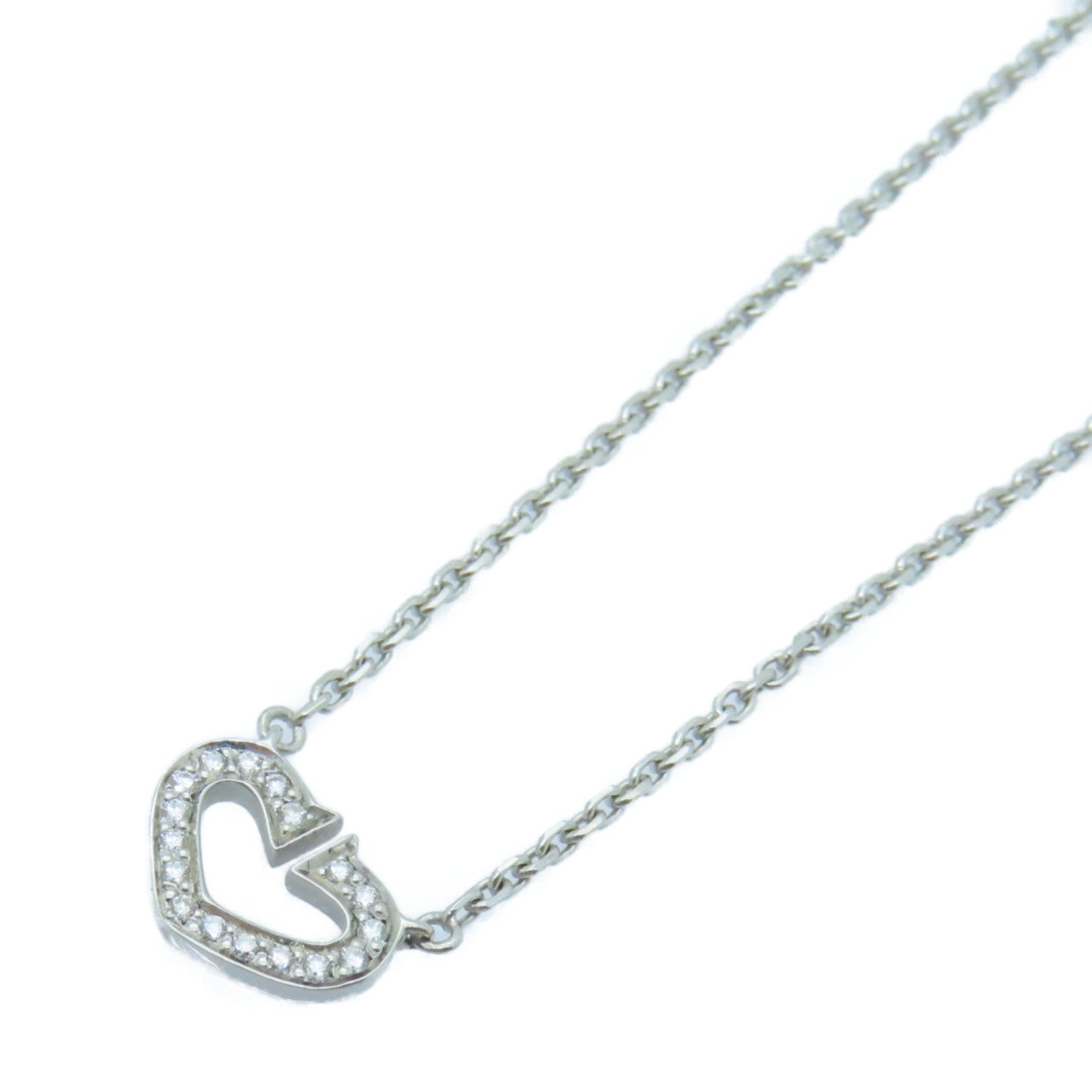 CARTIER 【激減優惠】18K白金C heart Diamond Necklace項鍊