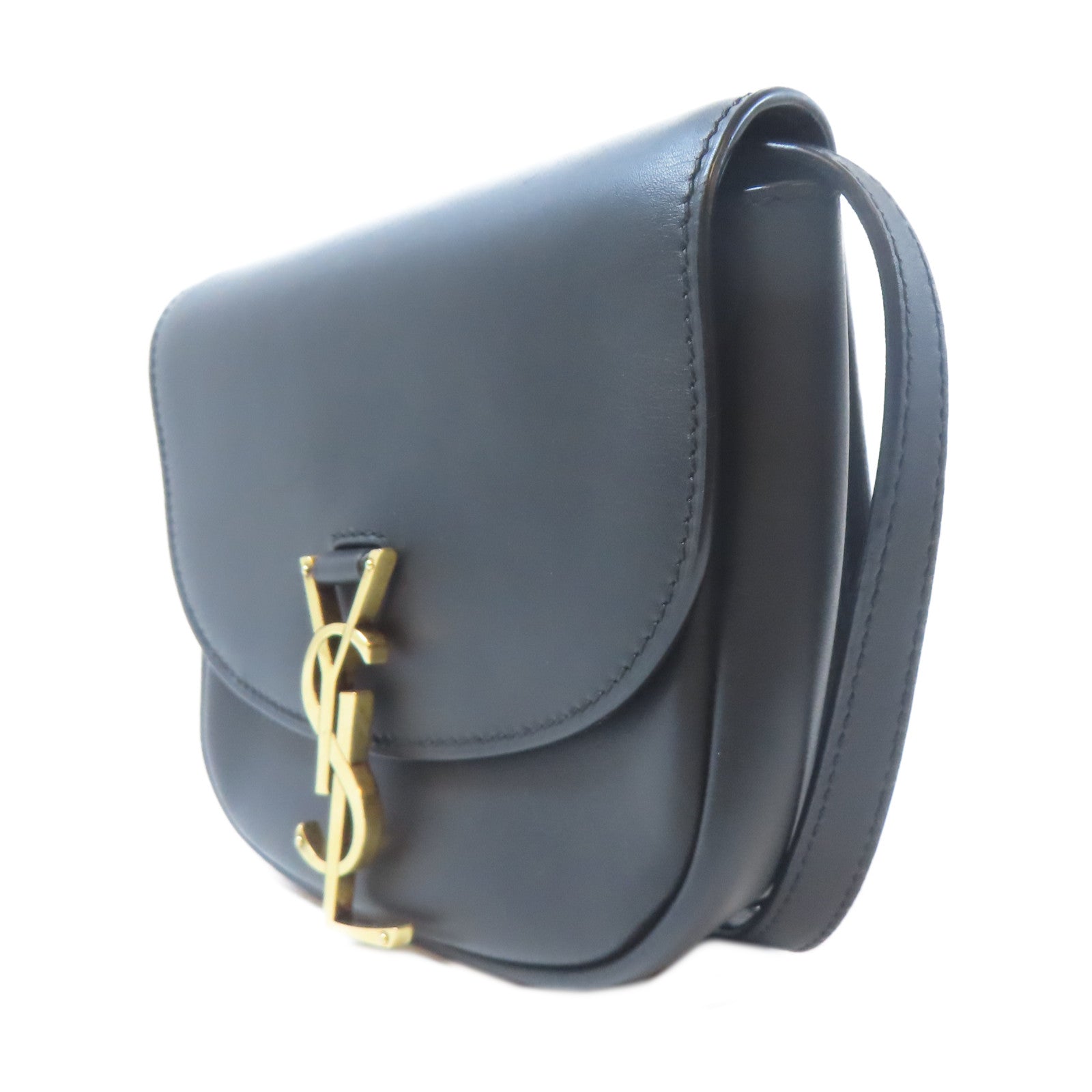 SAINT LAURENT 【激減優惠】牛皮皮革Crossbody Bag金扣肩背袋黑色