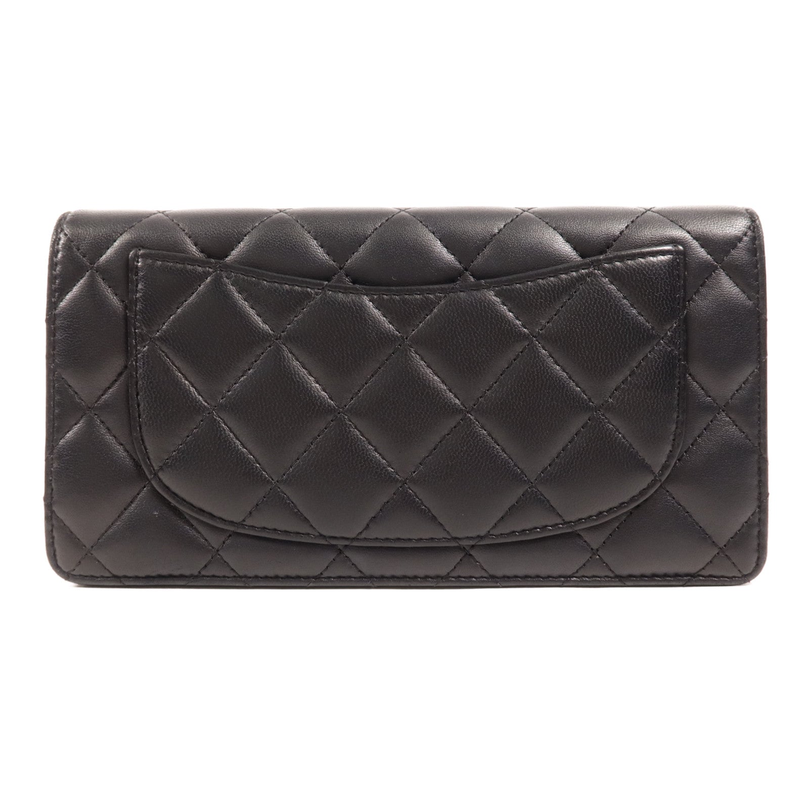 CHANEL 羊皮皮革Long Wallet銀扣長錢包