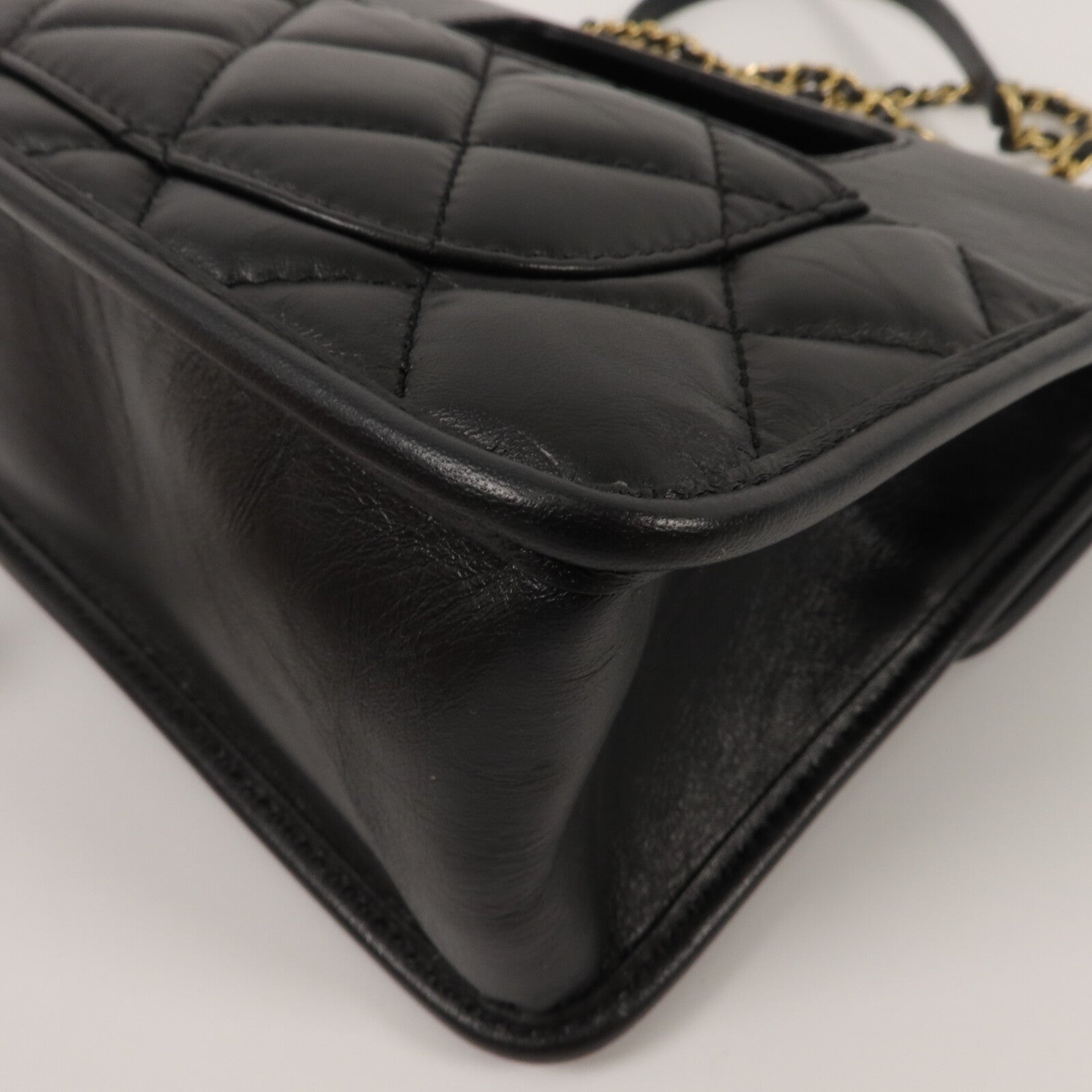 CHANEL 牛皮皮革Mini Flap鏈帶手挽肩背兩用袋