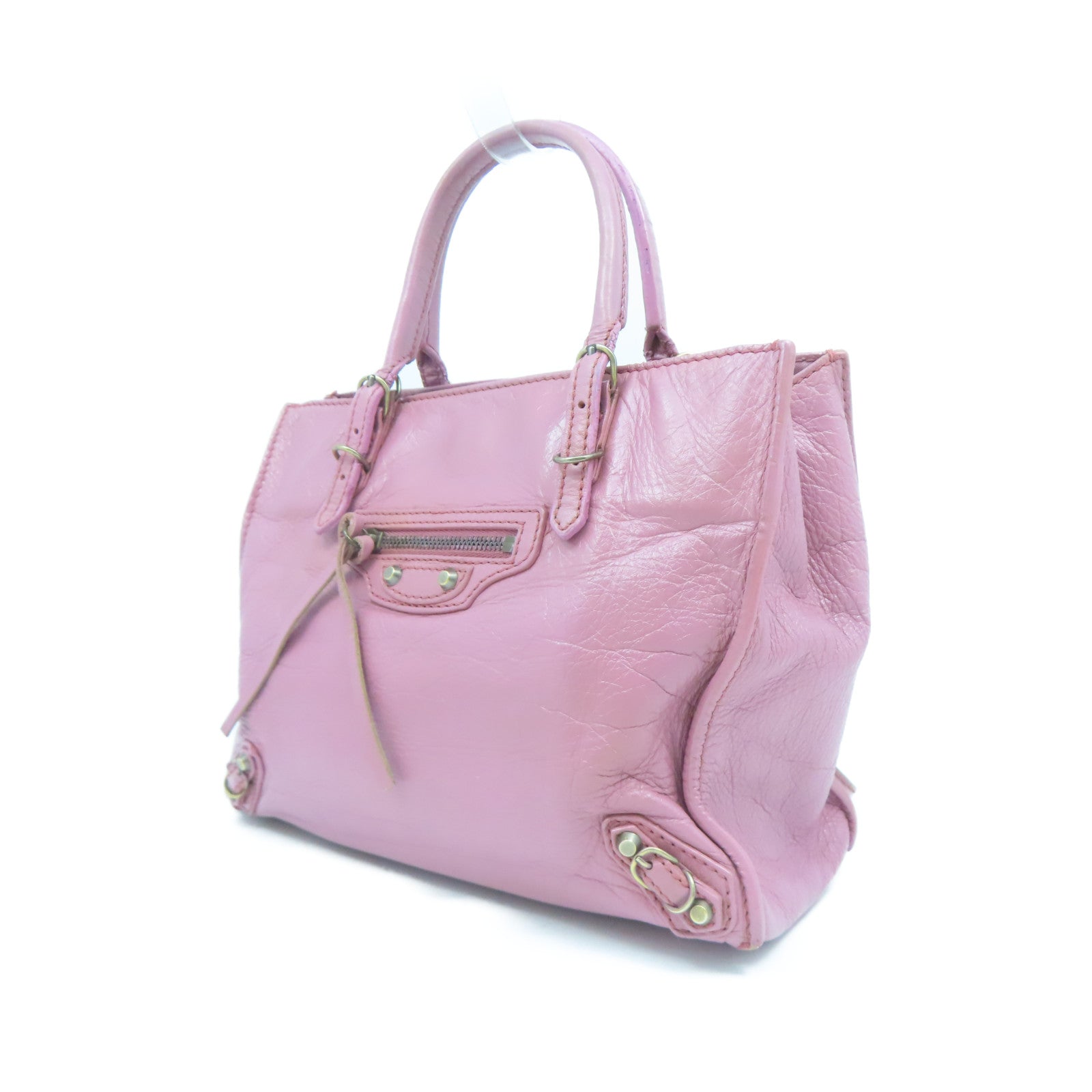 BALENCIAGA 【清倉大減價】羊皮皮革Papier Mini金扣手挽肩背兩用袋粉紅色