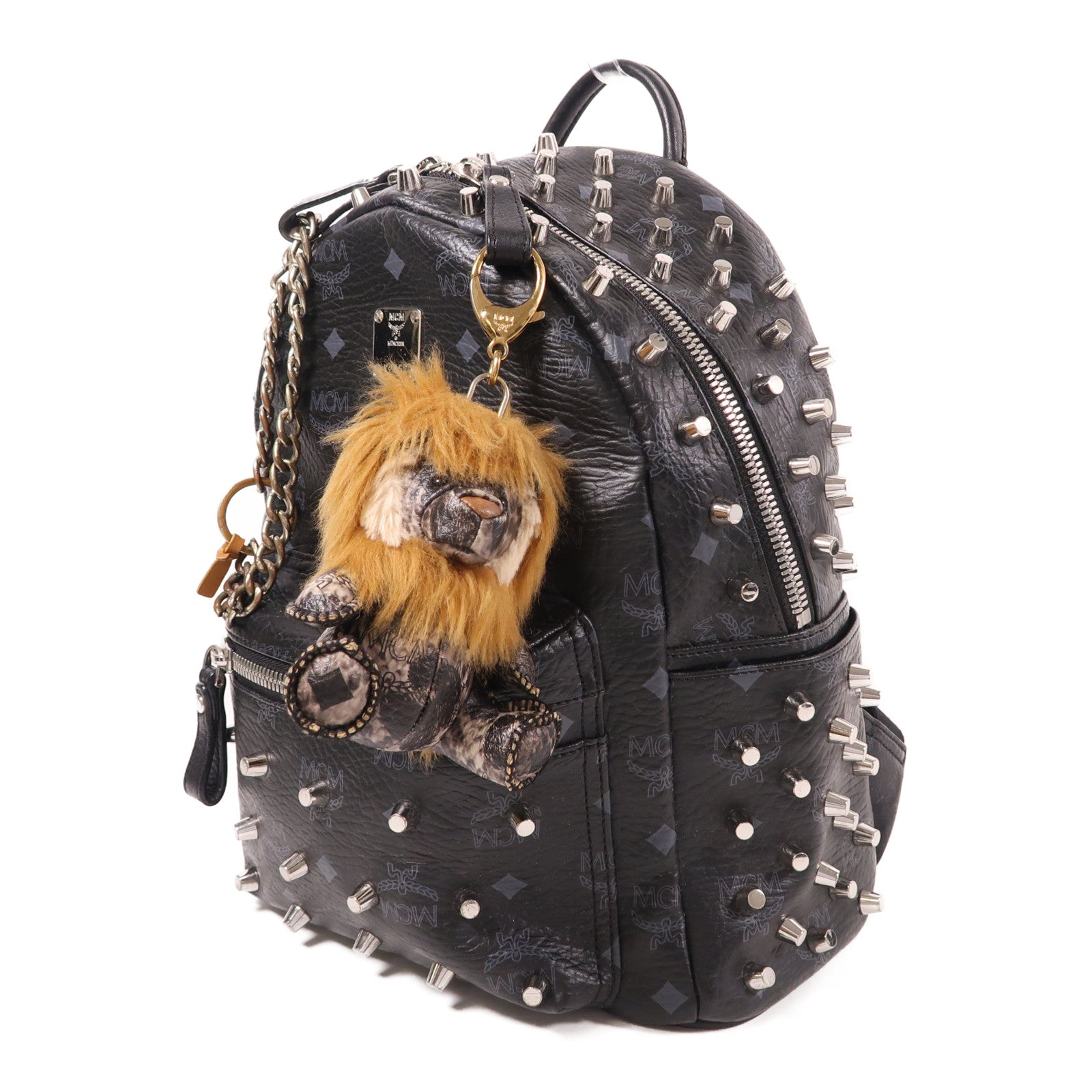 MCM 牛皮皮革Backpack銀扣背包