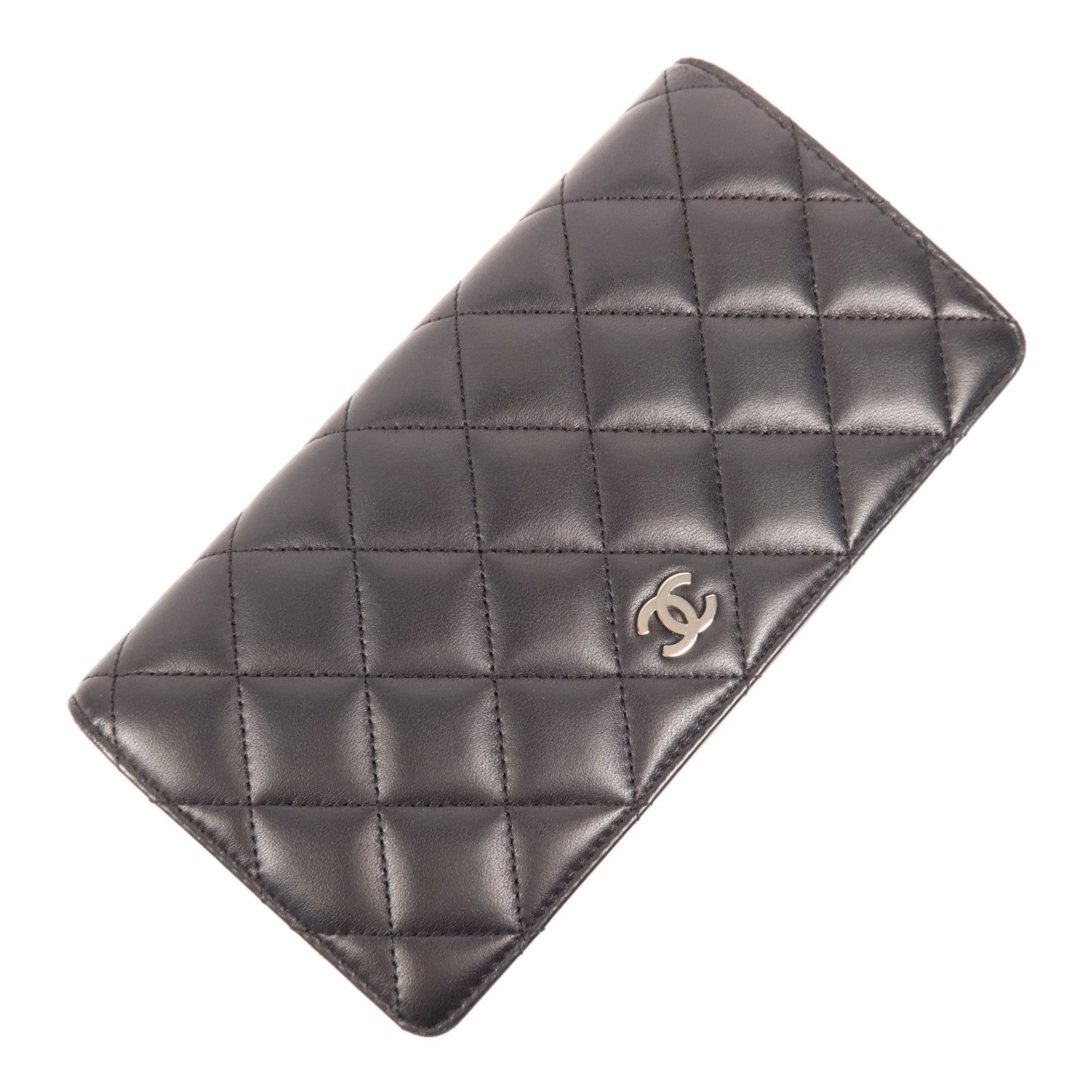 CHANEL 羊皮皮革Long Wallet銀扣長錢包
