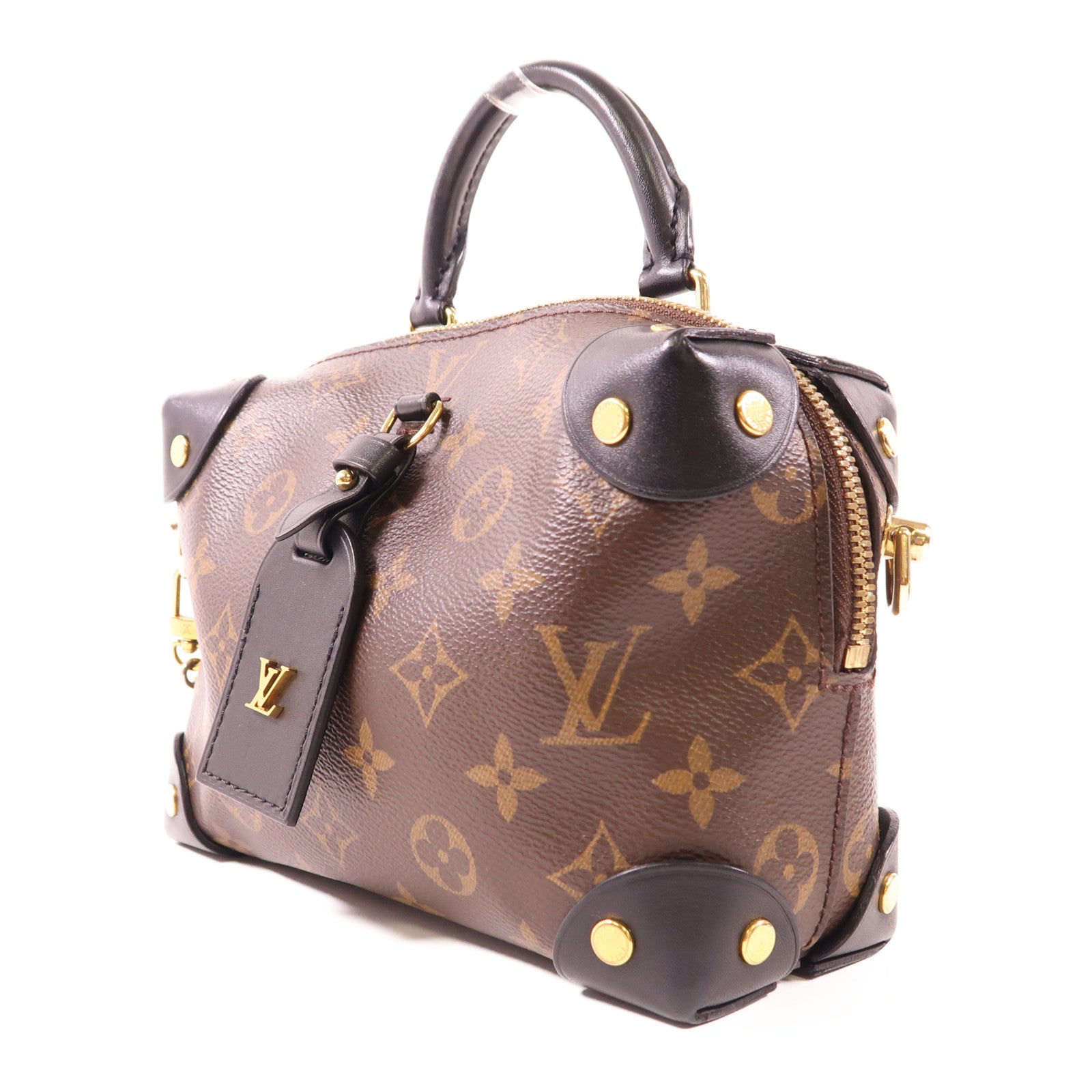 LOUIS VUITTON Monogram Petite Malle Souple金扣手挽肩背兩用袋
