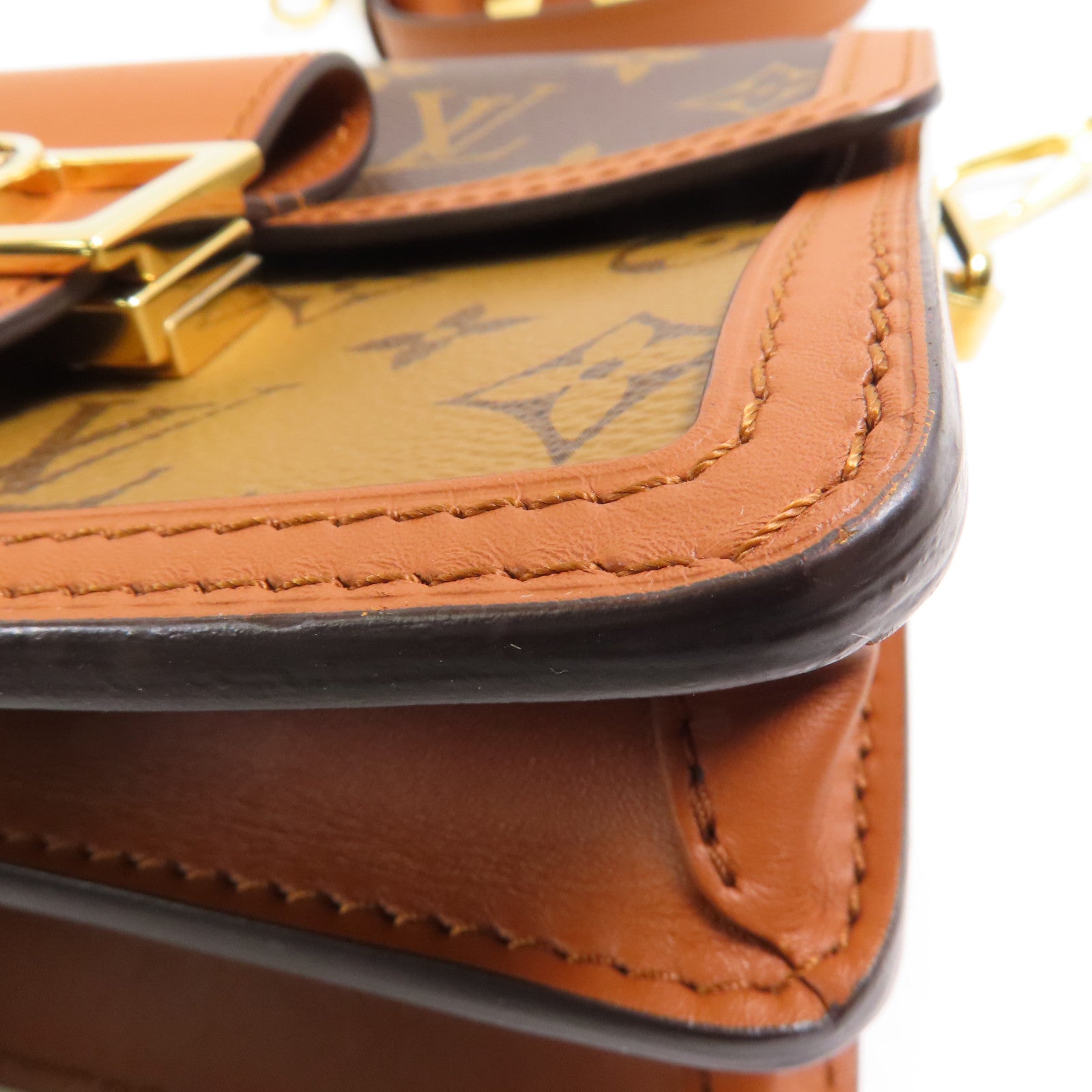 LOUIS VUITTON LV GHW Mini Dauphine Shoulder Bag M44580 Monogram Reverse Brown