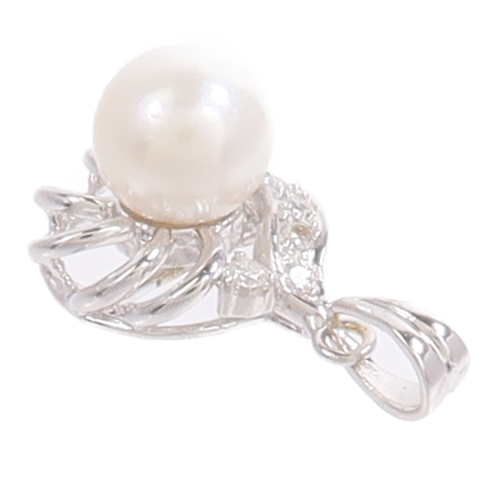 JEWELRY 18K白金Diamond Pearl Pendant Top珍珠/鑽石吊墜