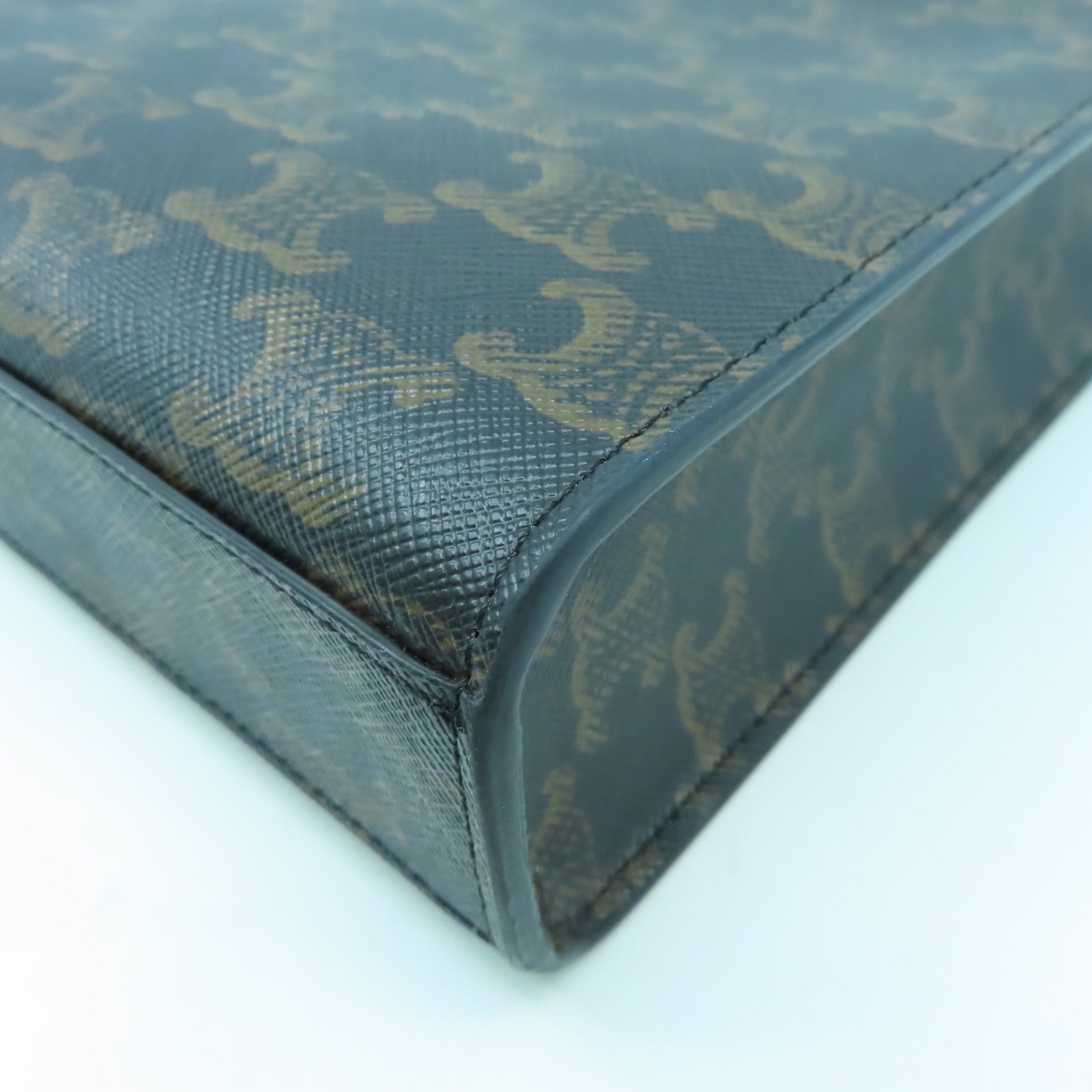 CELINE 塗層帆布Mini Triomphe Cabas金扣手挽肩背兩用袋啡色/黑色