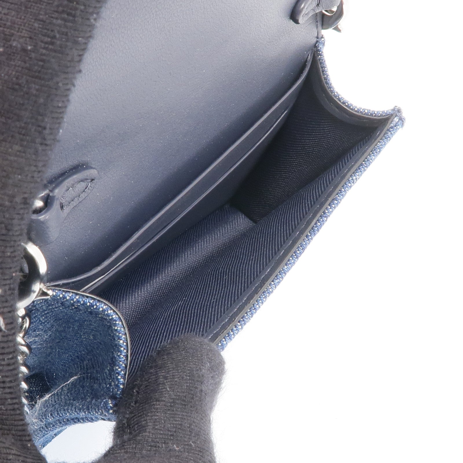 COACH 牛仔布Mini Chain Shoulder銀扣鏈帶肩背袋