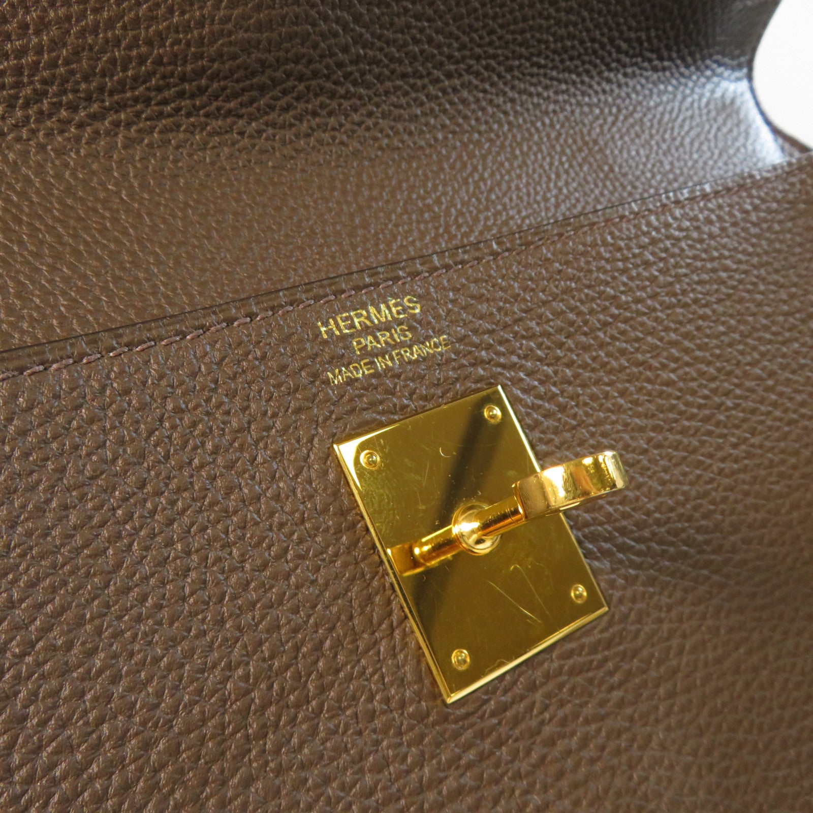 HERMES 【激減優惠】Clemence皮革Kelly 35金扣手挽肩背兩用袋啡色