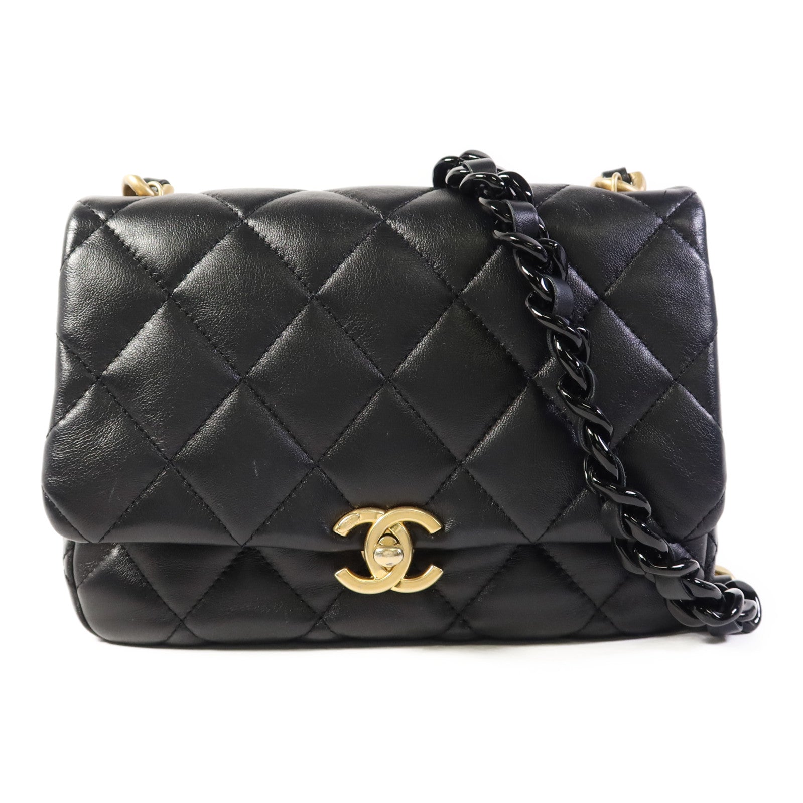 CHANEL 羊皮皮革Chain Shoulder Bag金扣鏈帶肩背袋