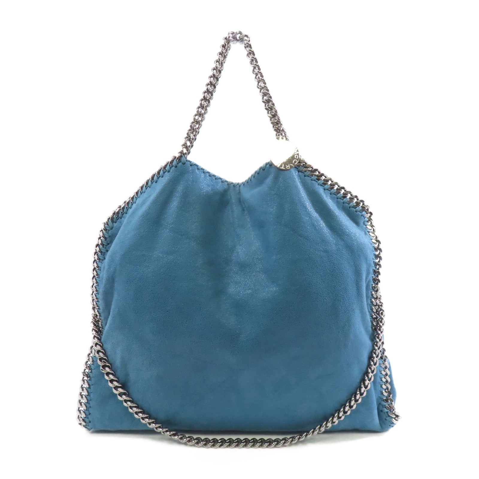 Stella McCartney 聚酯纖維Chain Shoulder銀扣鏈帶手挽肩背兩用袋綠藍色