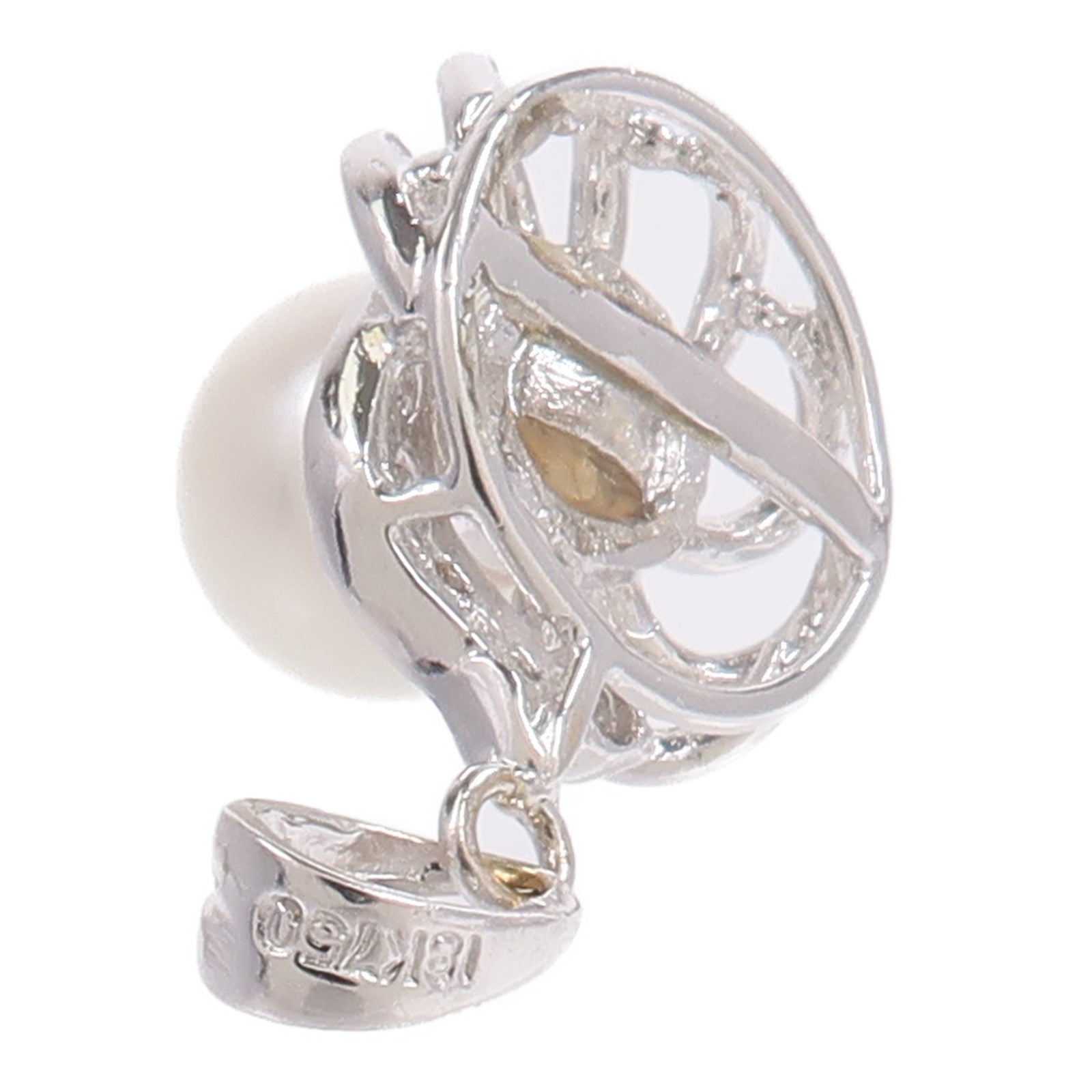 JEWELRY 18K白金Diamond Pearl Pendant Top珍珠/鑽石吊墜