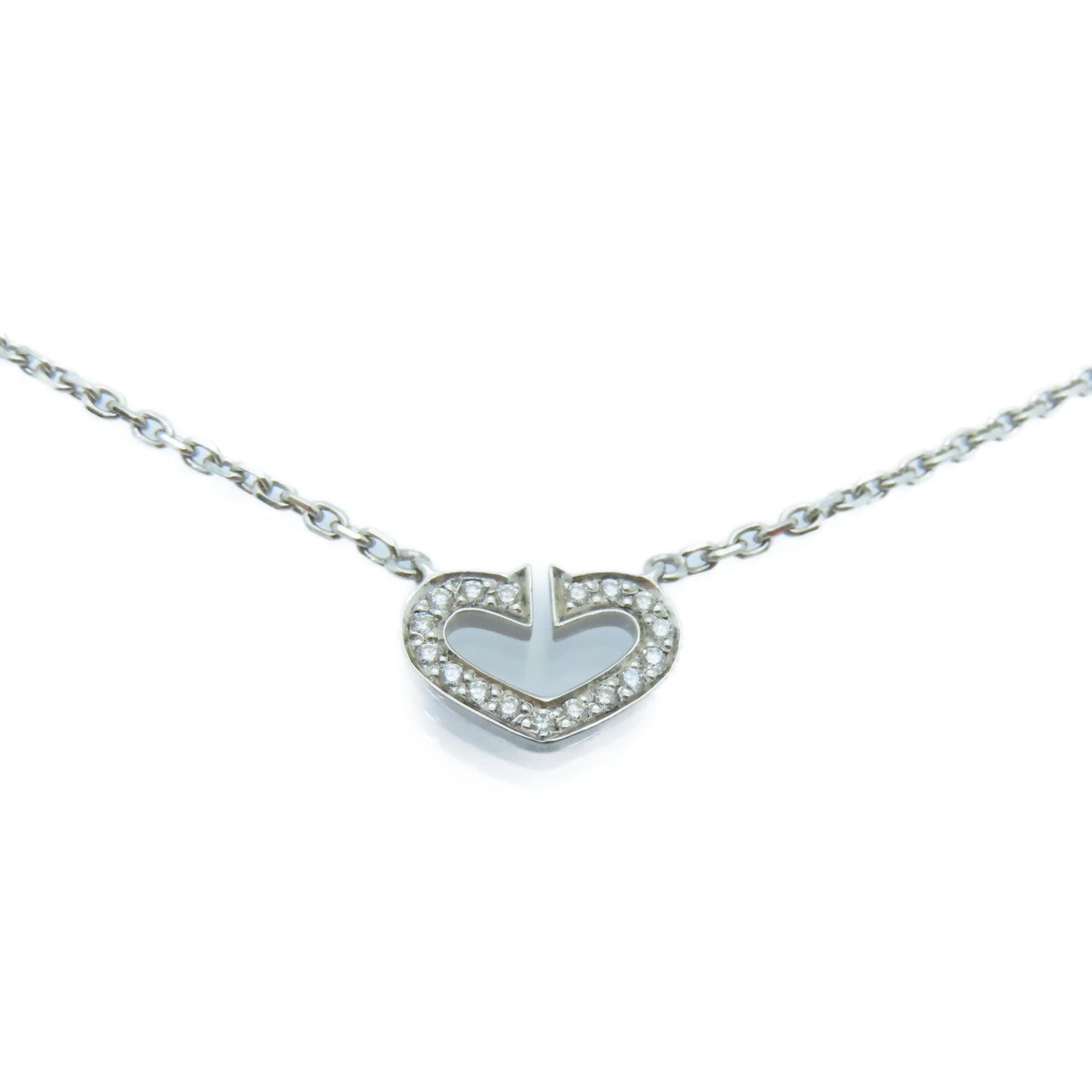 CARTIER 【激減優惠】18K白金C heart Diamond Necklace項鍊
