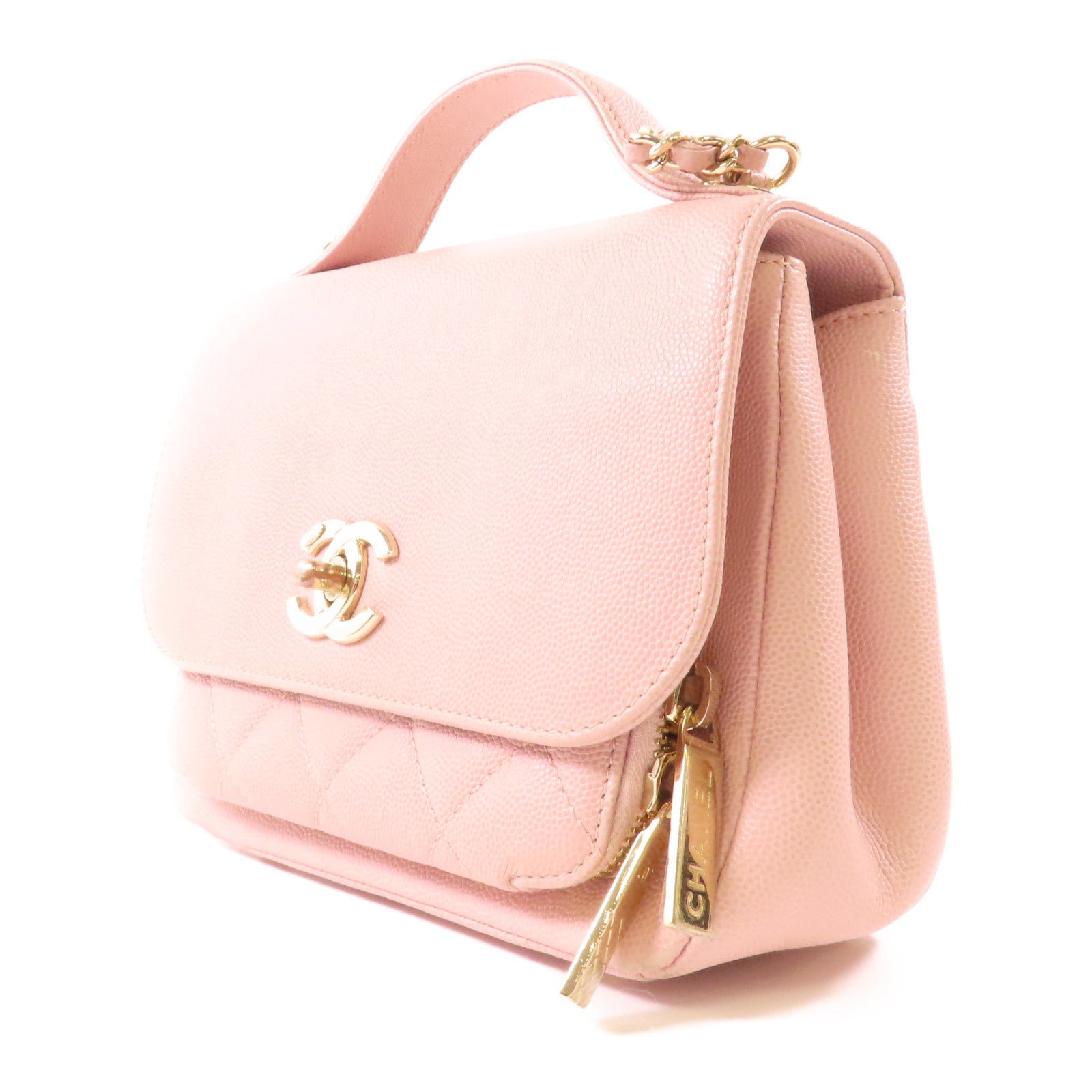 CHANEL 牛皮皮革Business Affinity Bag金扣鏈帶手挽肩背兩用袋
