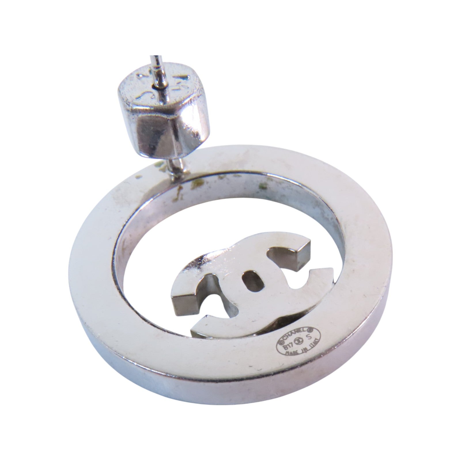 CHANEL 金屬/水鑽Earrings銀扣耳環