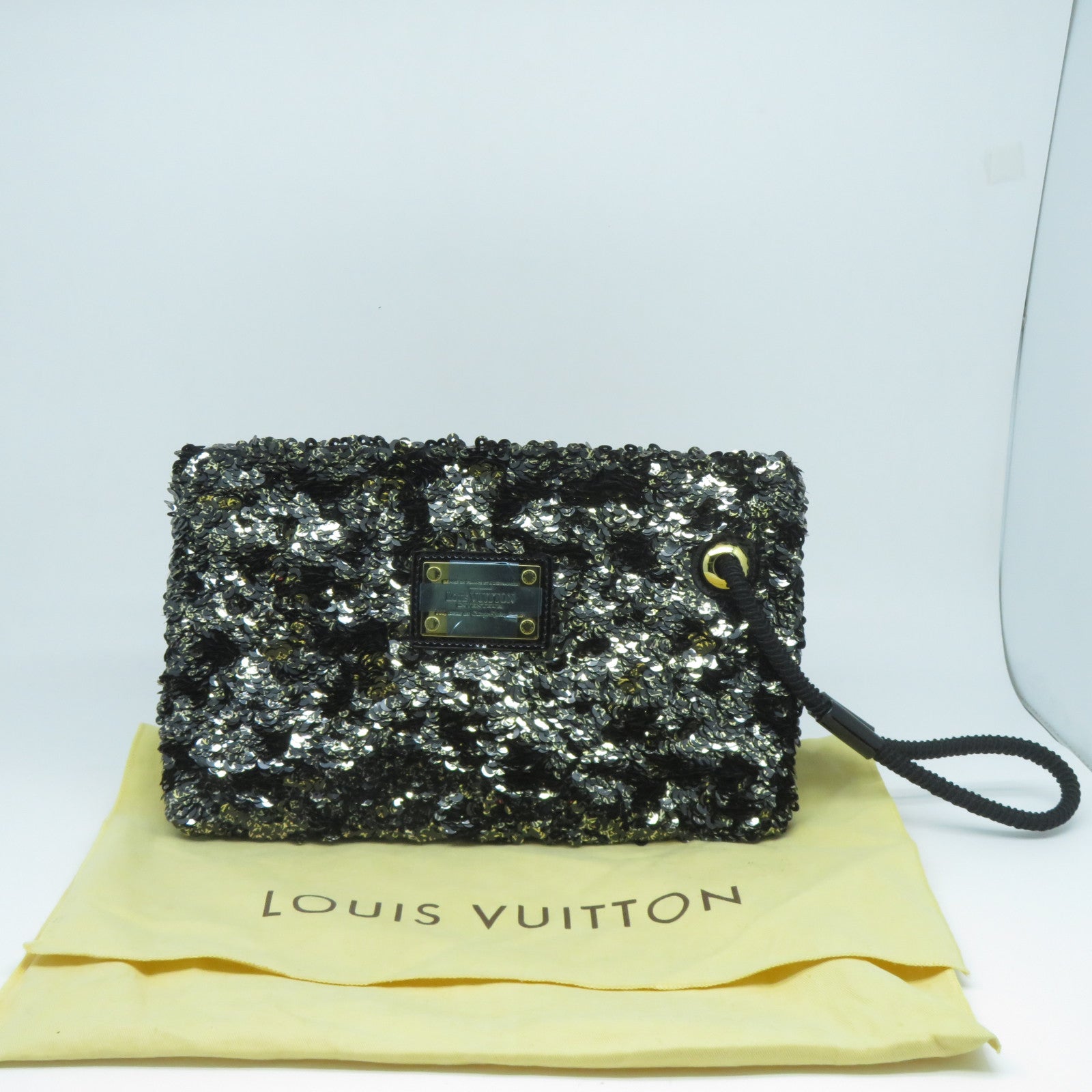 LOUIS VUITTON 【激減優惠】珠片Pochette Rococo Clutch金扣手拿包黑色/金色