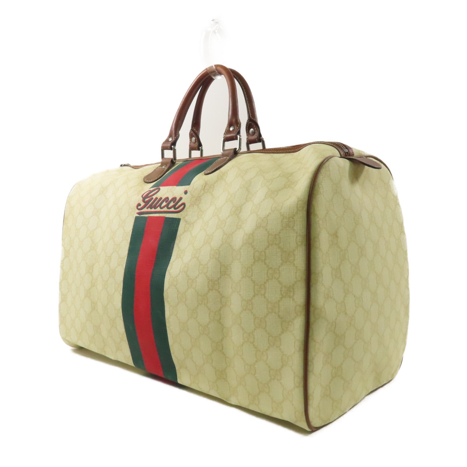 GUCCI 塗層帆布Boston Bag銀扣波士頓包