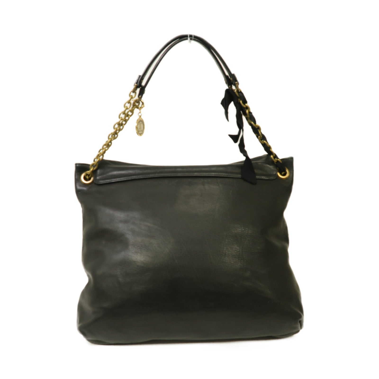 LANVIN 牛皮皮革Chain Shoulder Bag金扣鏈帶肩背袋黒色