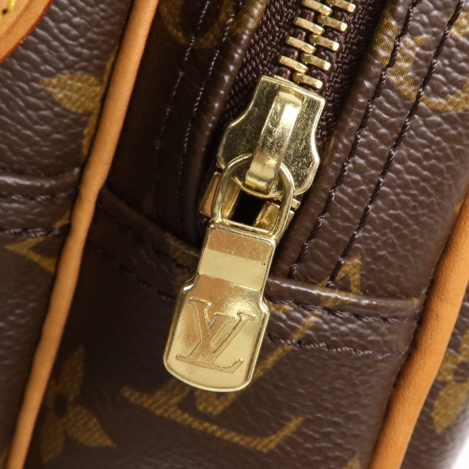 LOUIS VUITTON Monogram Reporter PM金扣肩背袋棕色