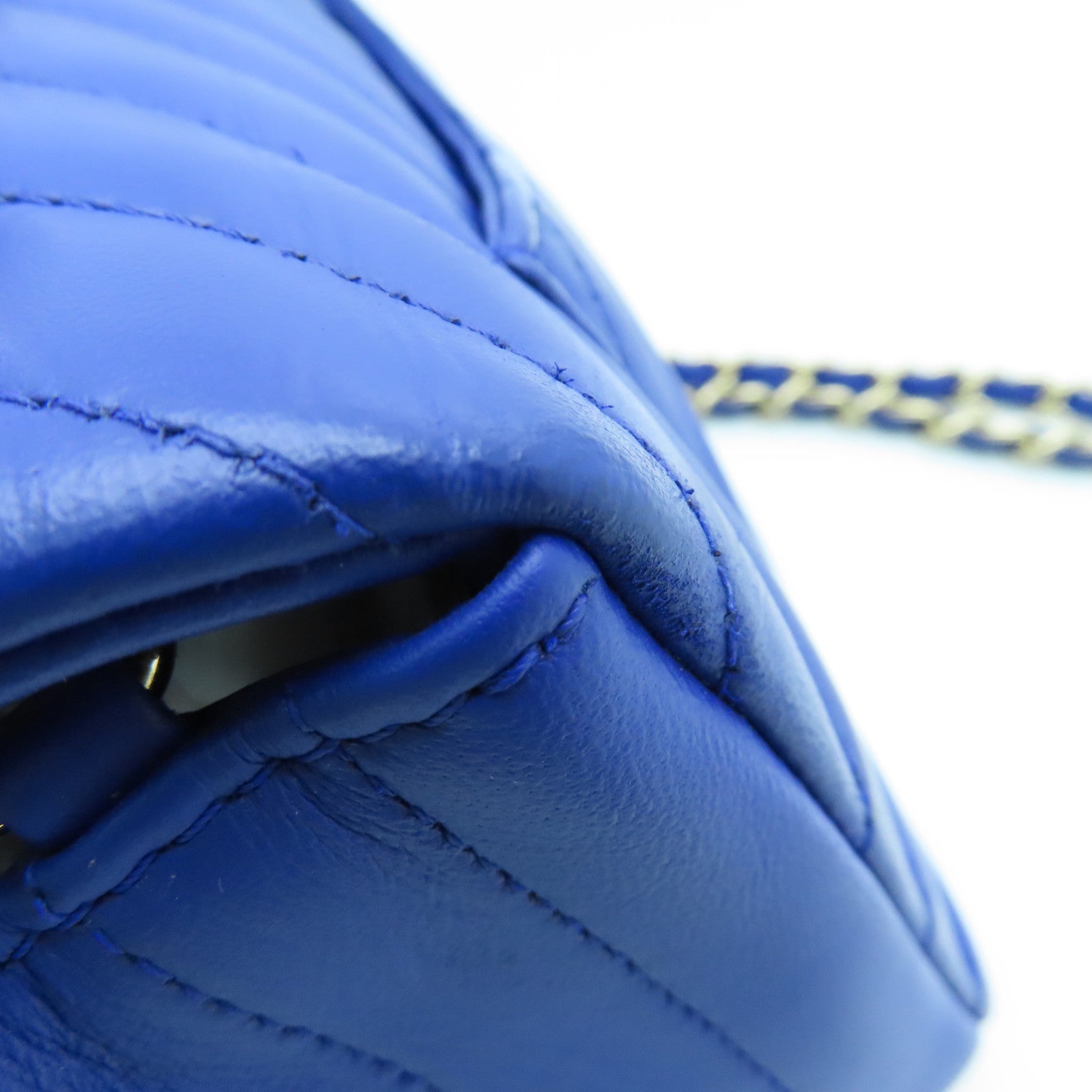 CHANEL twill sheepskin Classi Flap 20cm Chain Shoulder silver buckle chain shoulder bag blue