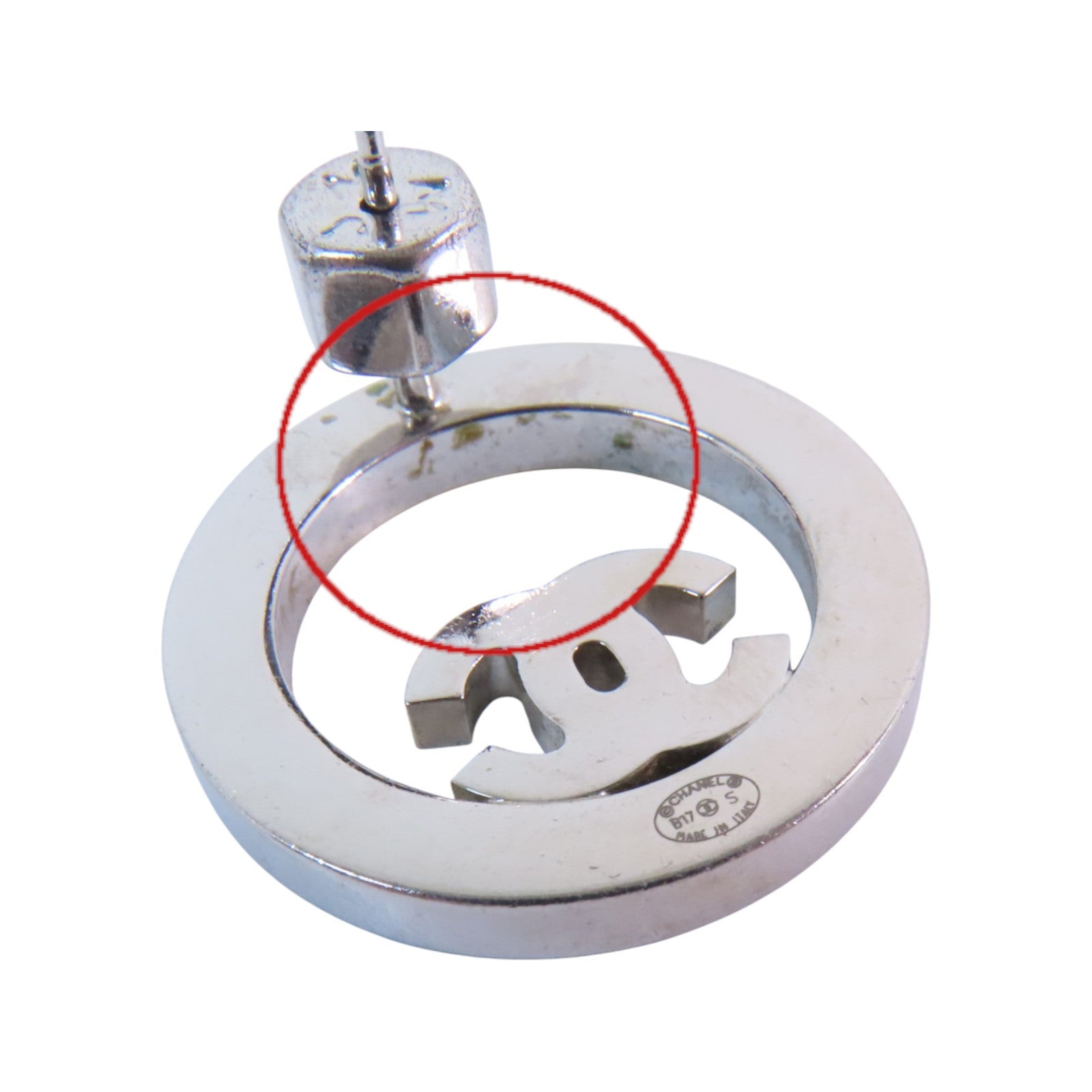 CHANEL 金屬/水鑽Earrings銀扣耳環