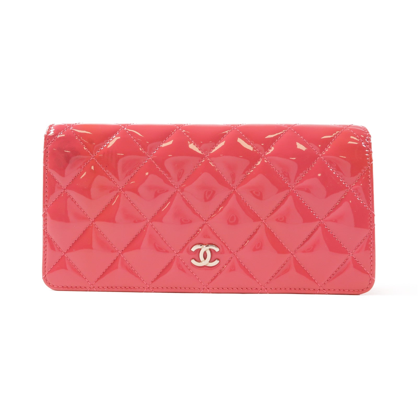 CHANEL 【激減優惠】漆皮皮革Long Wallet銀扣長錢包