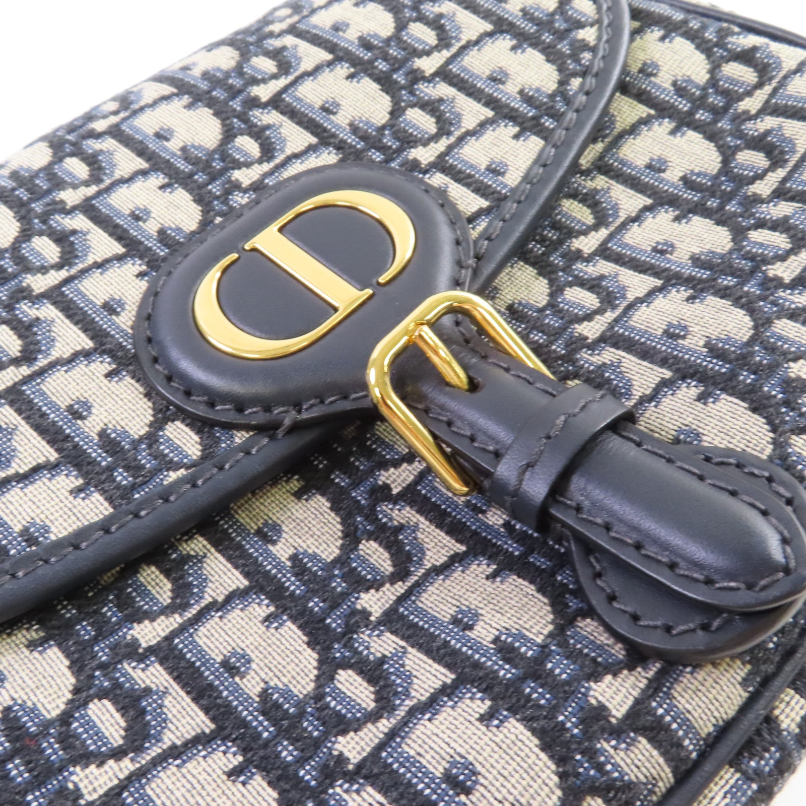 Dior Oblique帆布Bobby Bag金扣肩背袋藍色