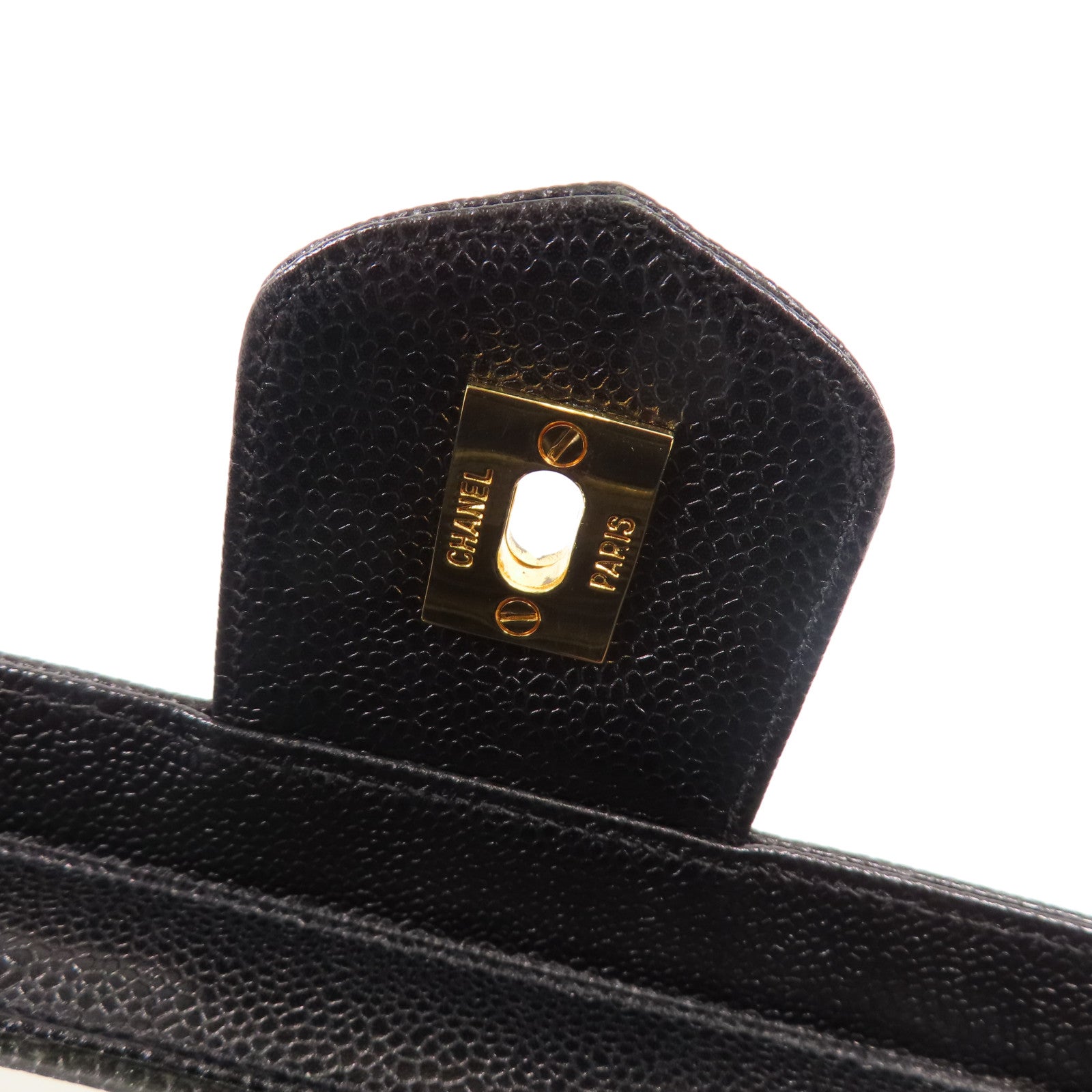 CHANEL CC GHW 2 Way Chain Shoulder Hand Bag Calfskin Leather Black