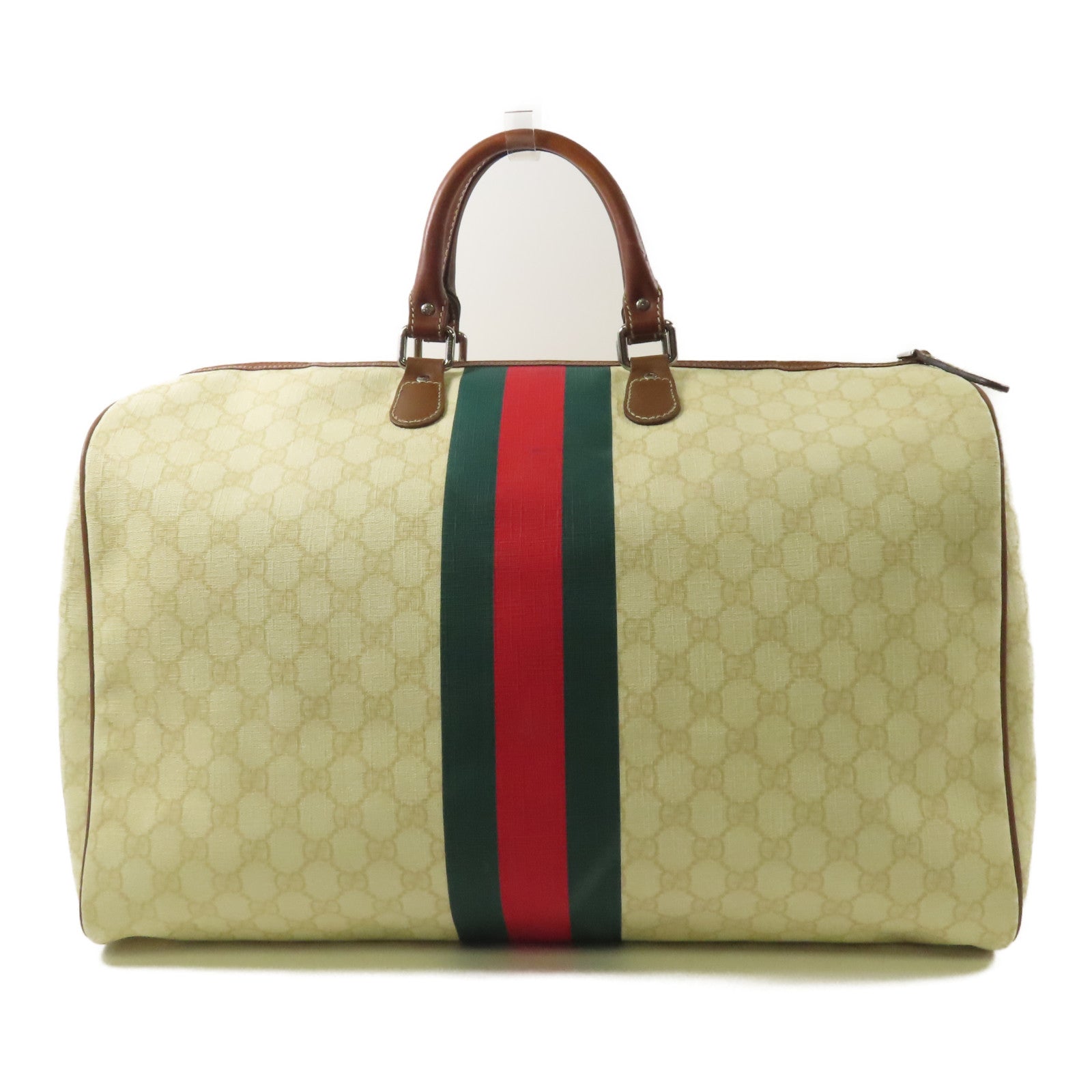 GUCCI 塗層帆布Boston Bag銀扣波士頓包